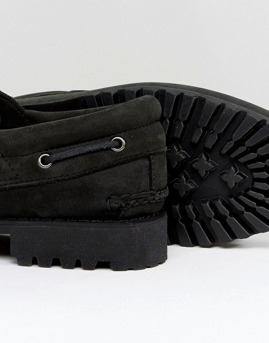 Målestok Fjernelse ciffer Timberland Classic Lug Boat Shoes In Black for Men | Lyst