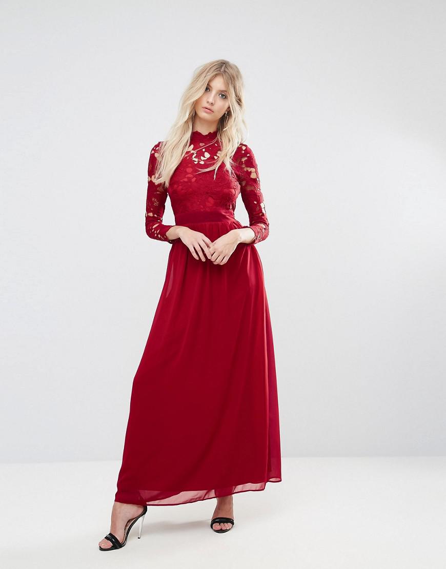 club l high neck crochet maxi dress