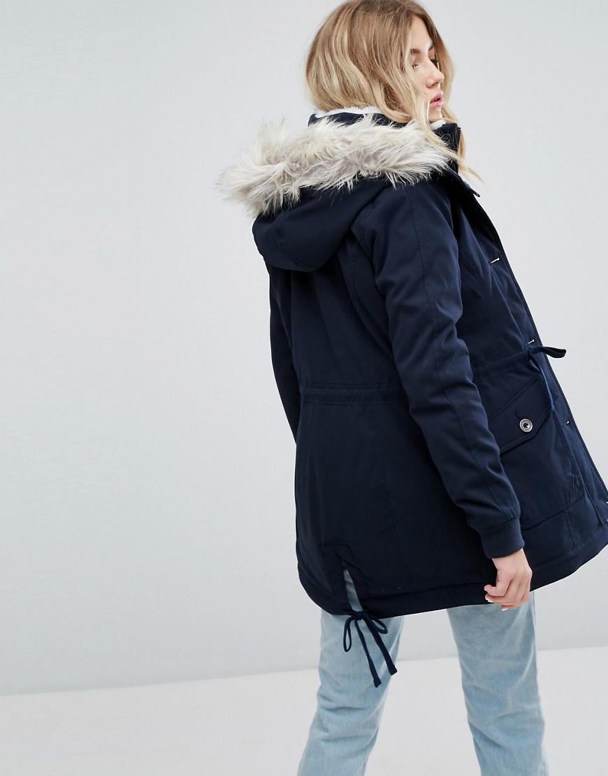 Hollister Teddy Lined Parka in Blue