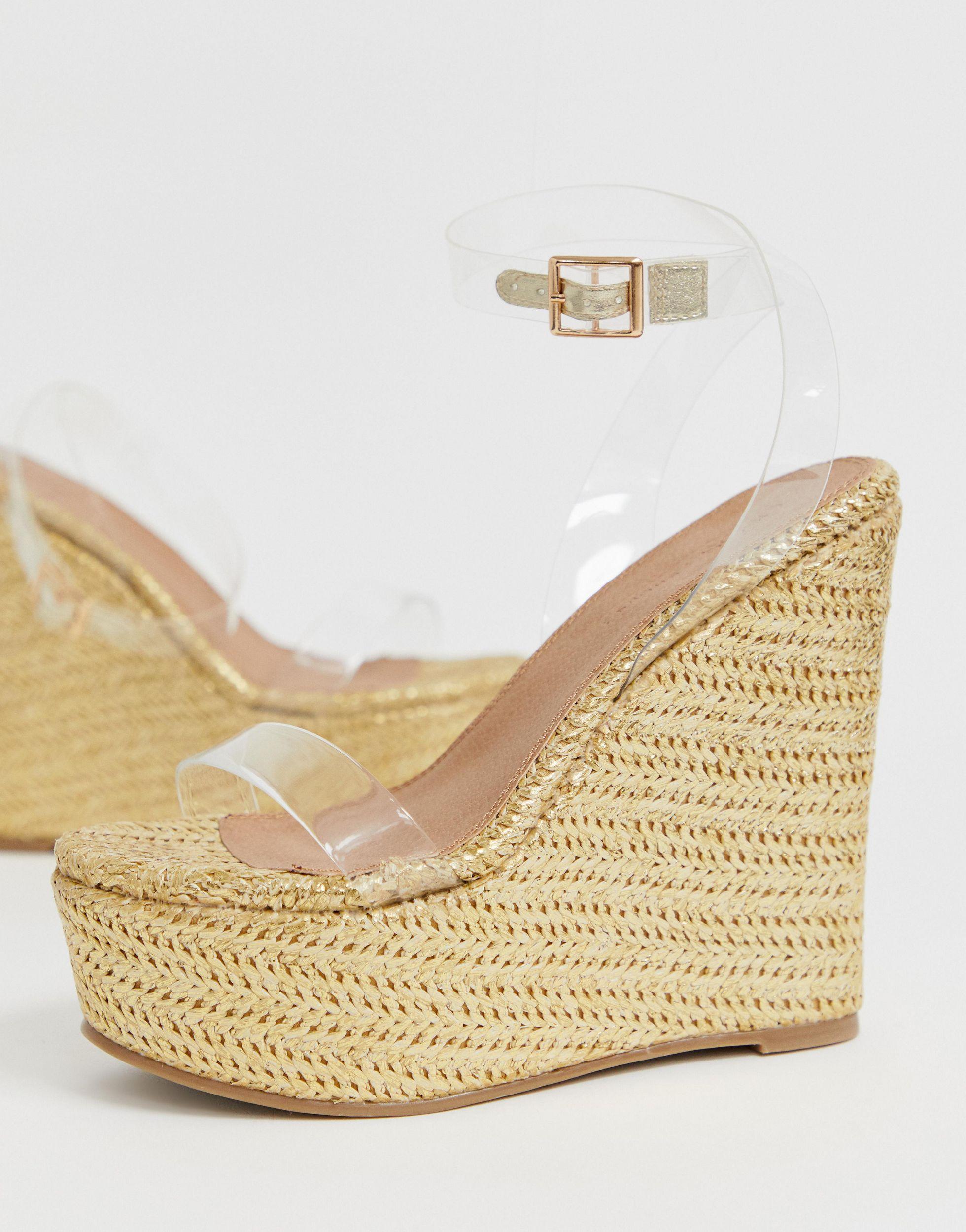 ASOS Takeover Clear Wedges in Gold (Metallic) - Lyst