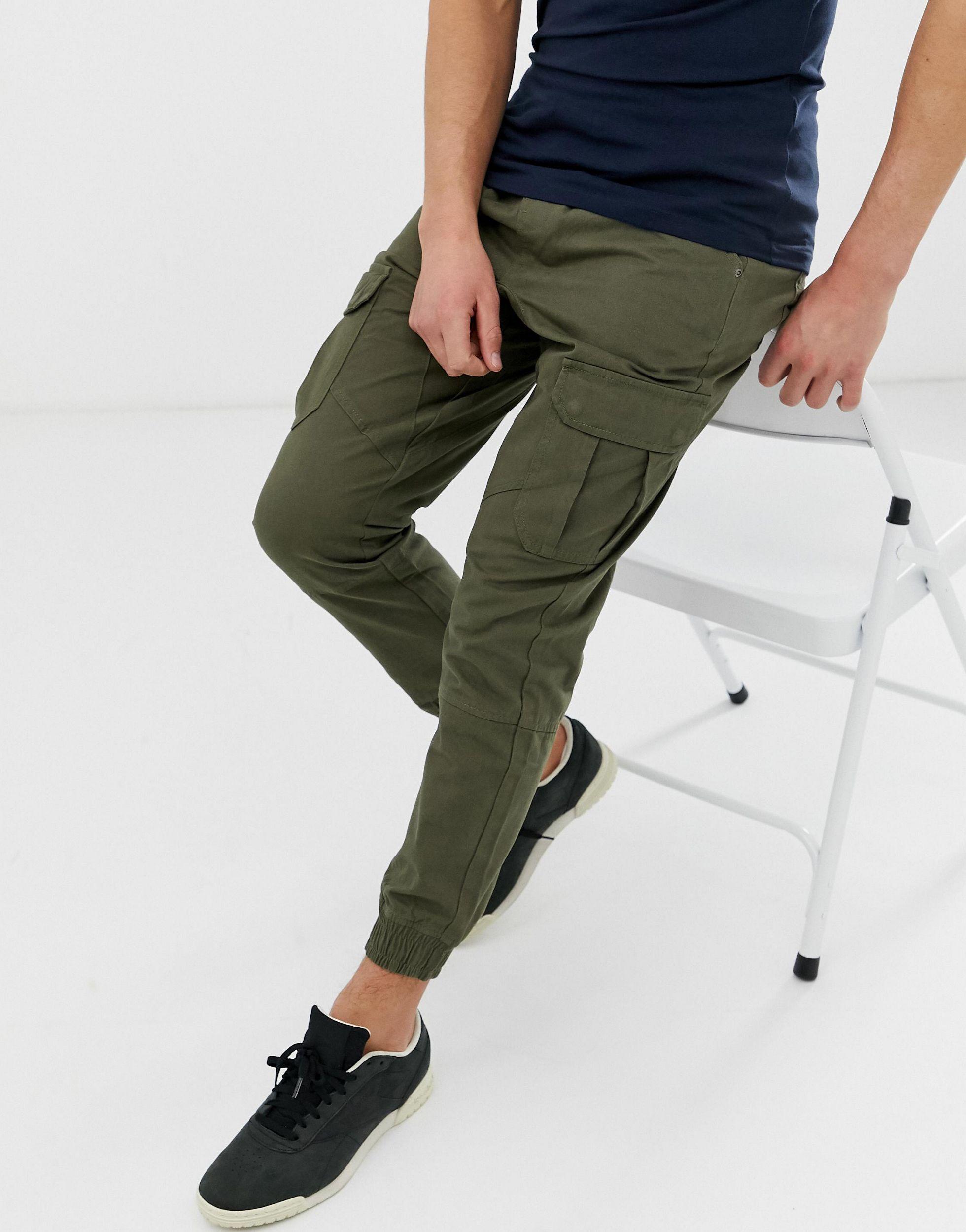 Another Influence Slim Fit Cuffed Cargo in Green for Men | Lyst UK