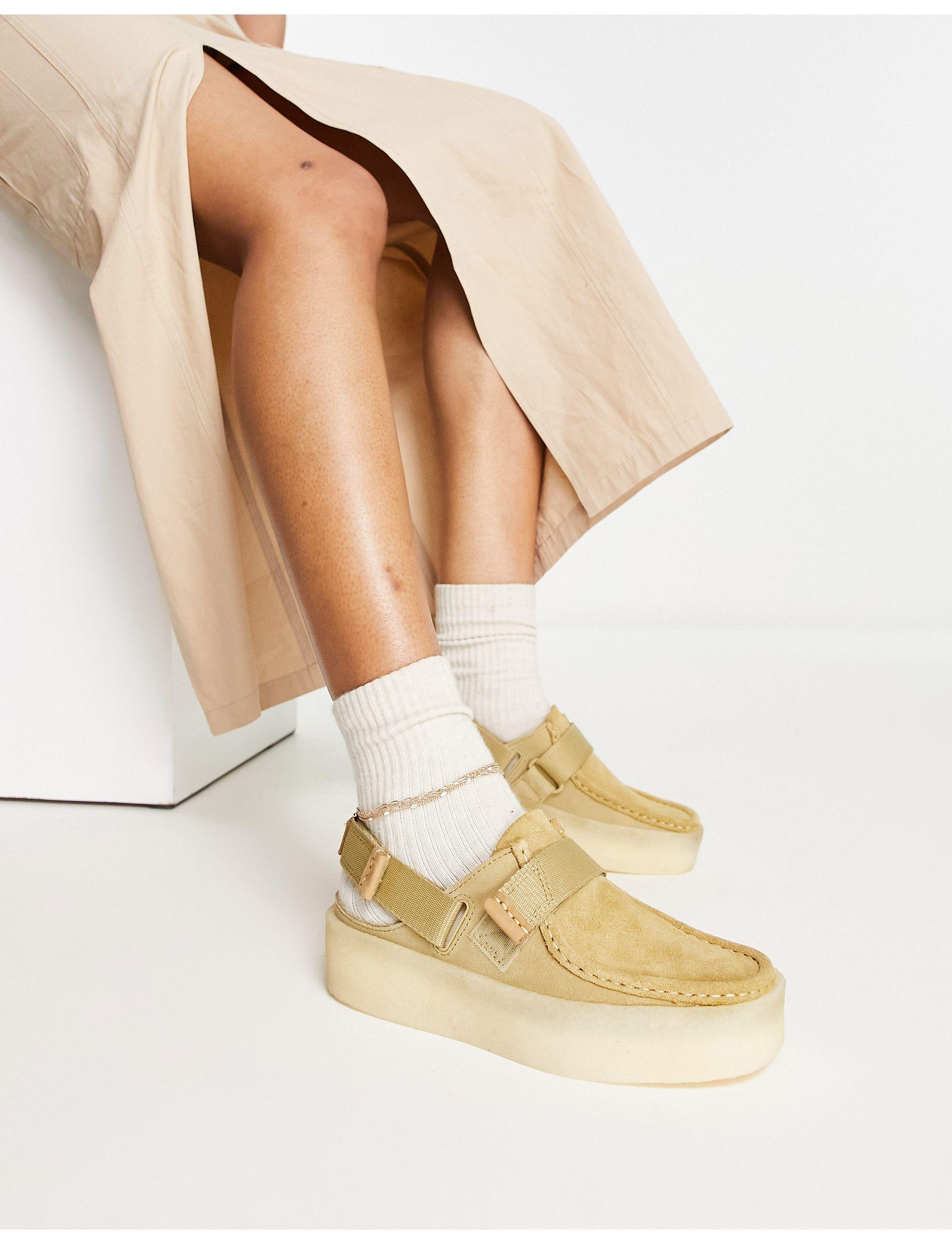 Clarks Wallabee Cupsole Slingback Sandals in White | Lyst UK