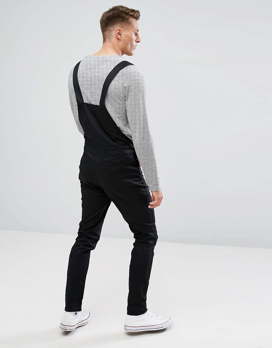 mens black overalls skinny