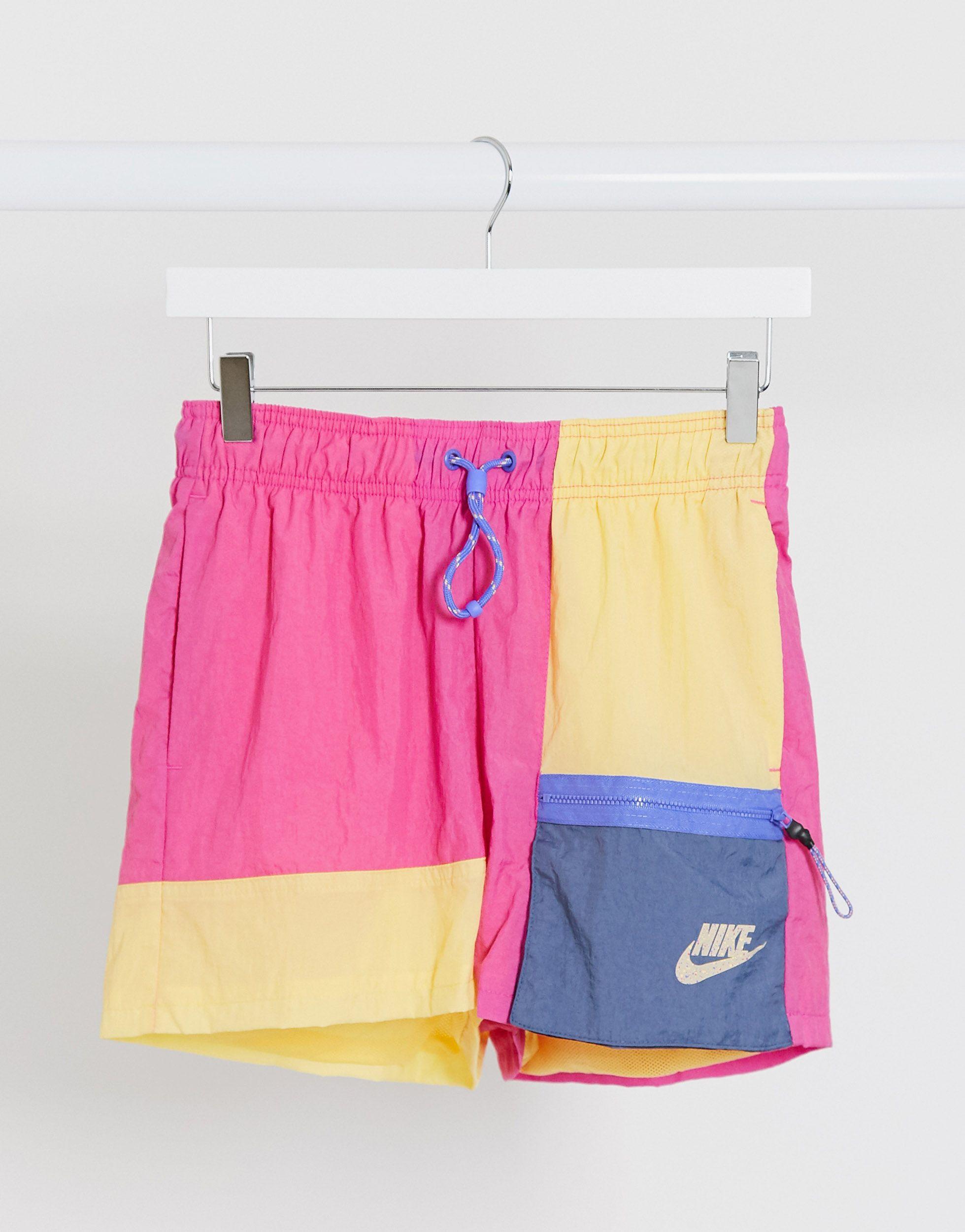 Nike Colourblock Woven Shorts in Pink | Lyst Australia