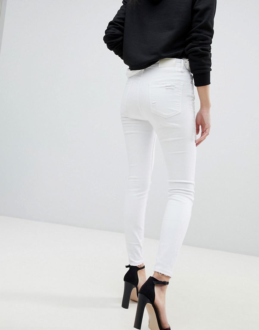 super high waisted white jeans