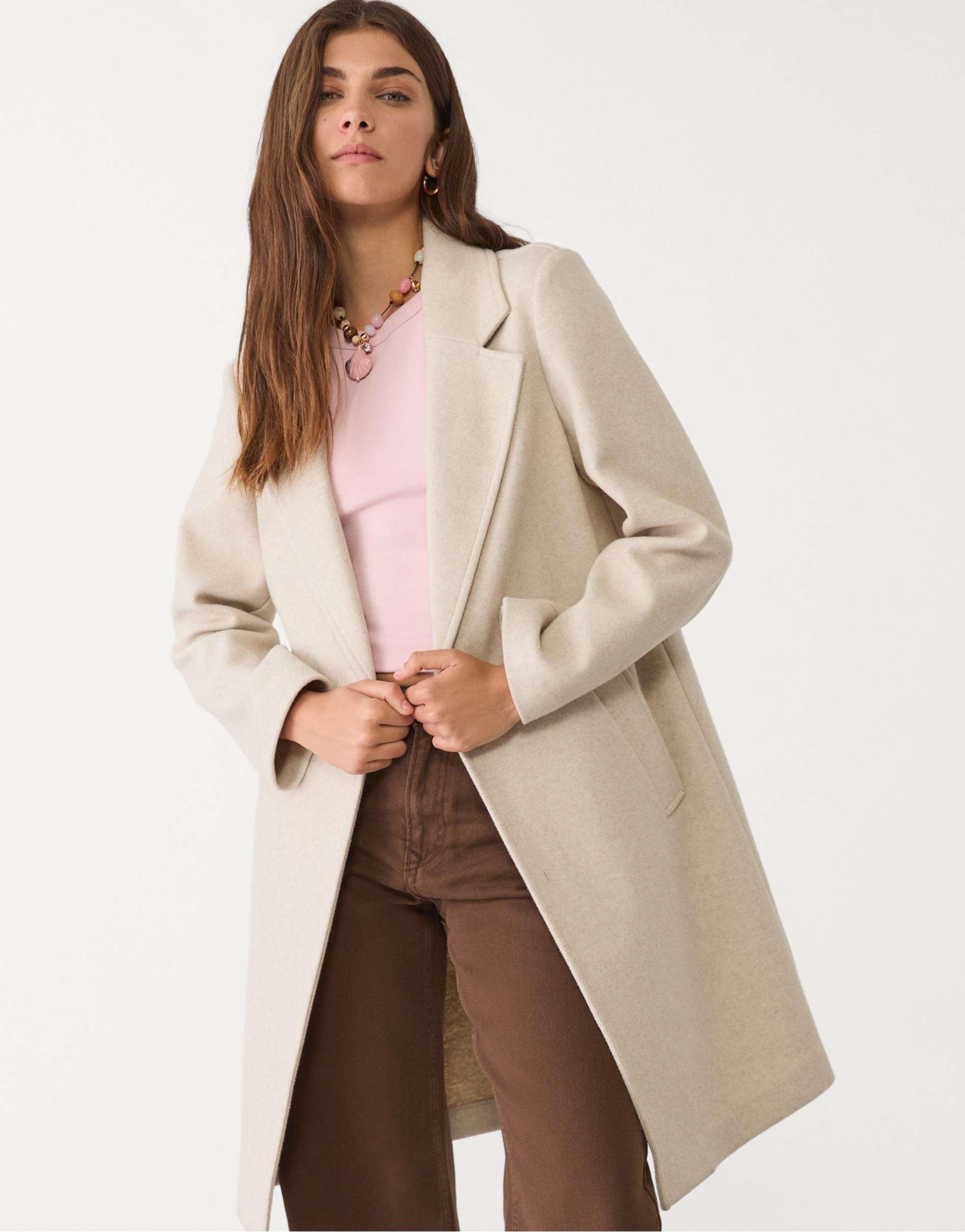 Coat Manteau Stradivarius Femme Trench Coat Doux Au Toucher Mode
