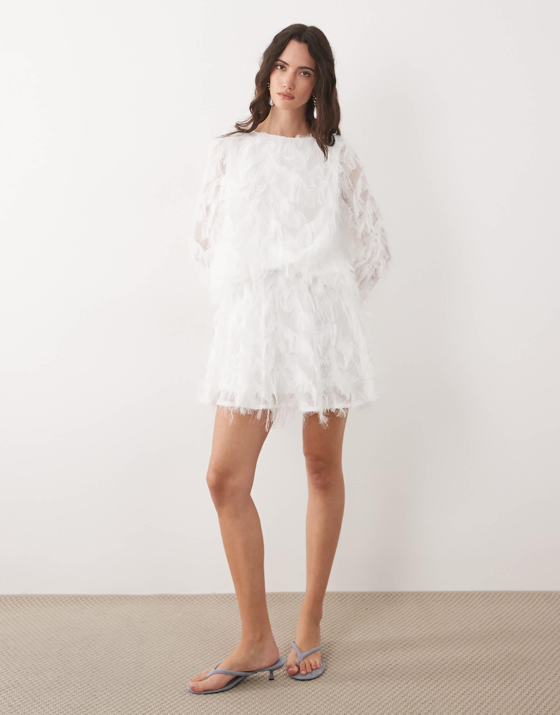 chinese dress ladies Feather Dress with Elbow Length Sleeves – Jessie Liu Collection main image 1