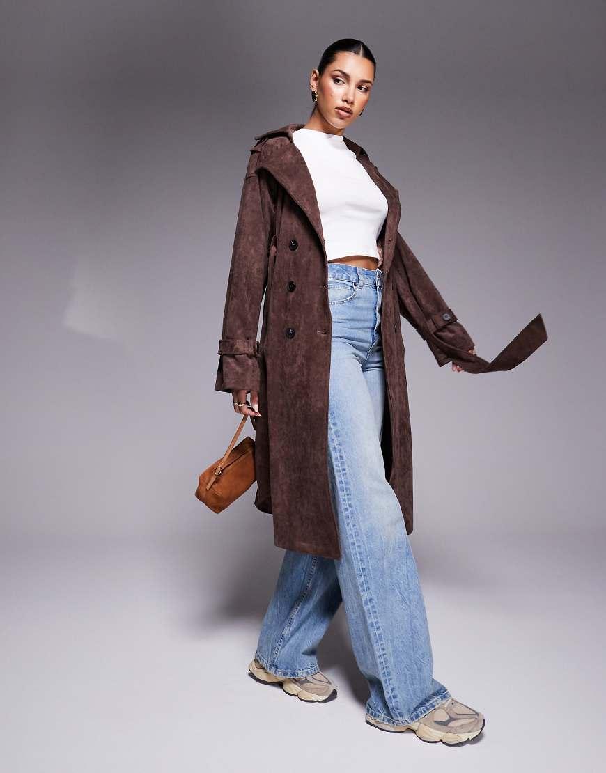 Liquor N Poker Detail Suede Trench Jacket in Blue Lyst UK