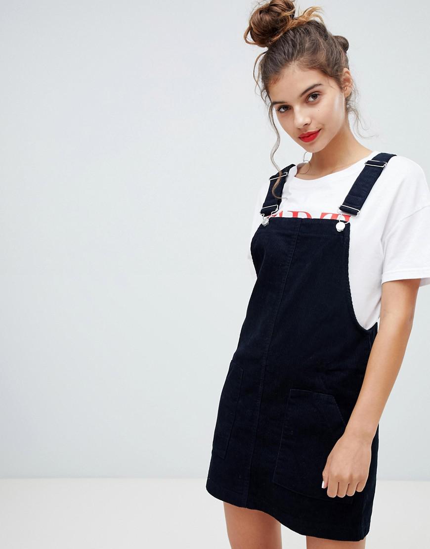 Bershka Denim Cord Overall Dress in 