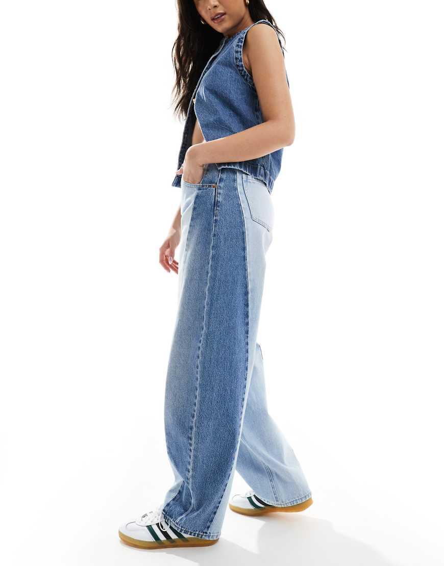 Stradivarius Balloon Jean With Contrast Panel in Blue Lyst UK