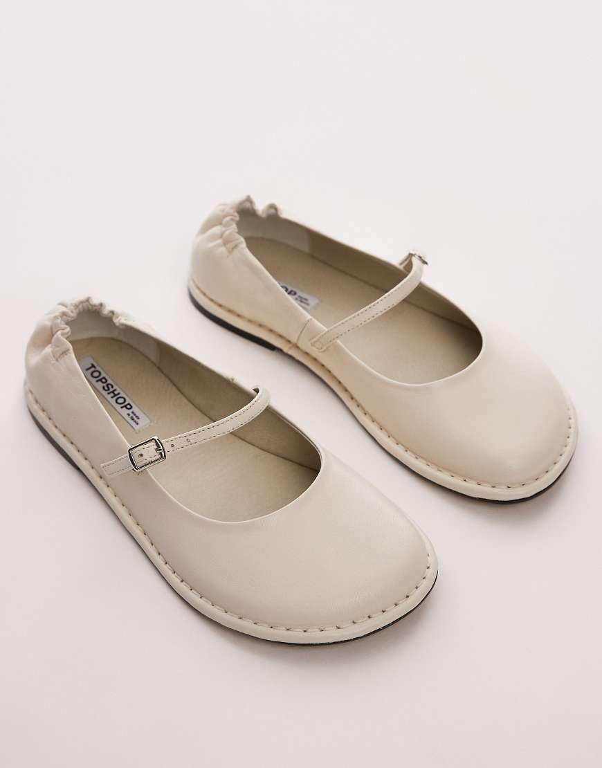 TOPSHOP Bonny Premium Leather Round Toe Ballet Shoes in Blue Lyst UK