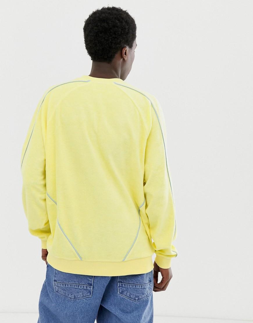 ASOS Oversized Sweatshirt In Towelling With Piping In Yellow in Yellow ...