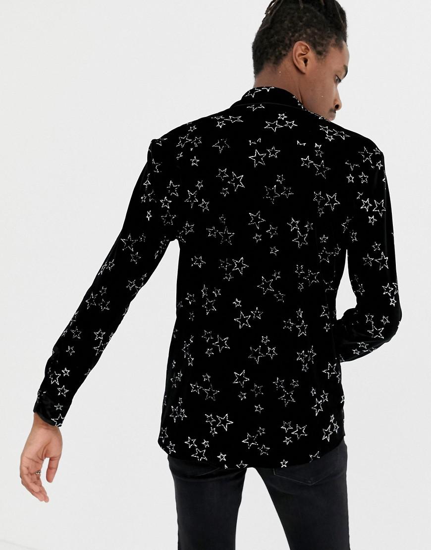 long sleeve black collar shirt