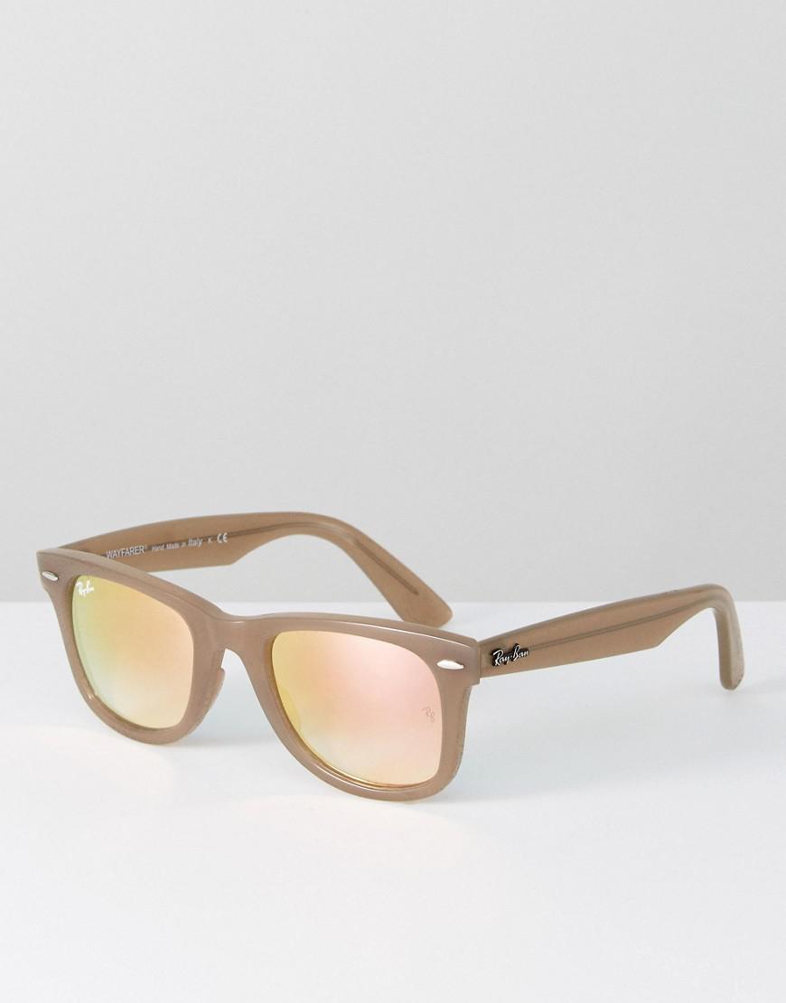 Ray-Ban Ray Ban Wayfarer Sunglasses In Nude With Flash Lens  display picture 3