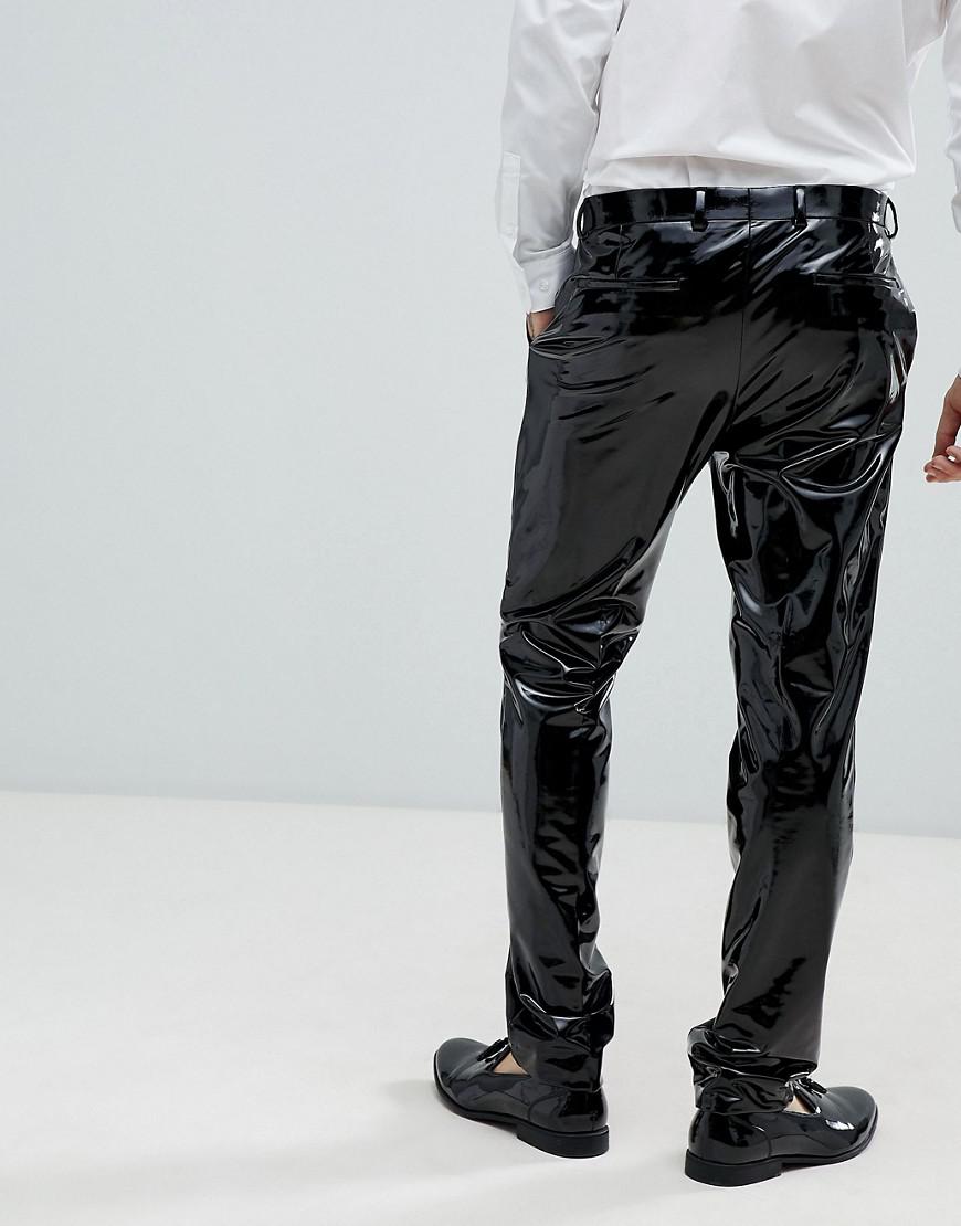 ASOS Synthetic Skinny Suit Pants In Black Pvc for Men - Lyst
