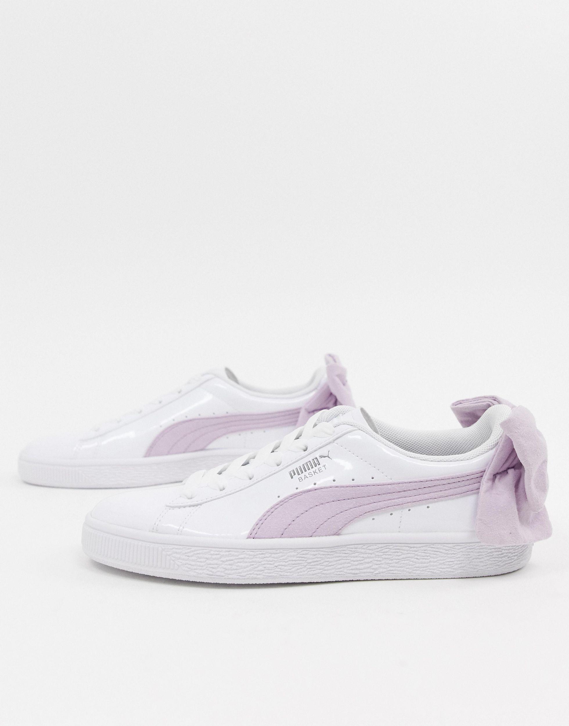 PUMA Basket Bow White Trainers in Pink | Lyst
