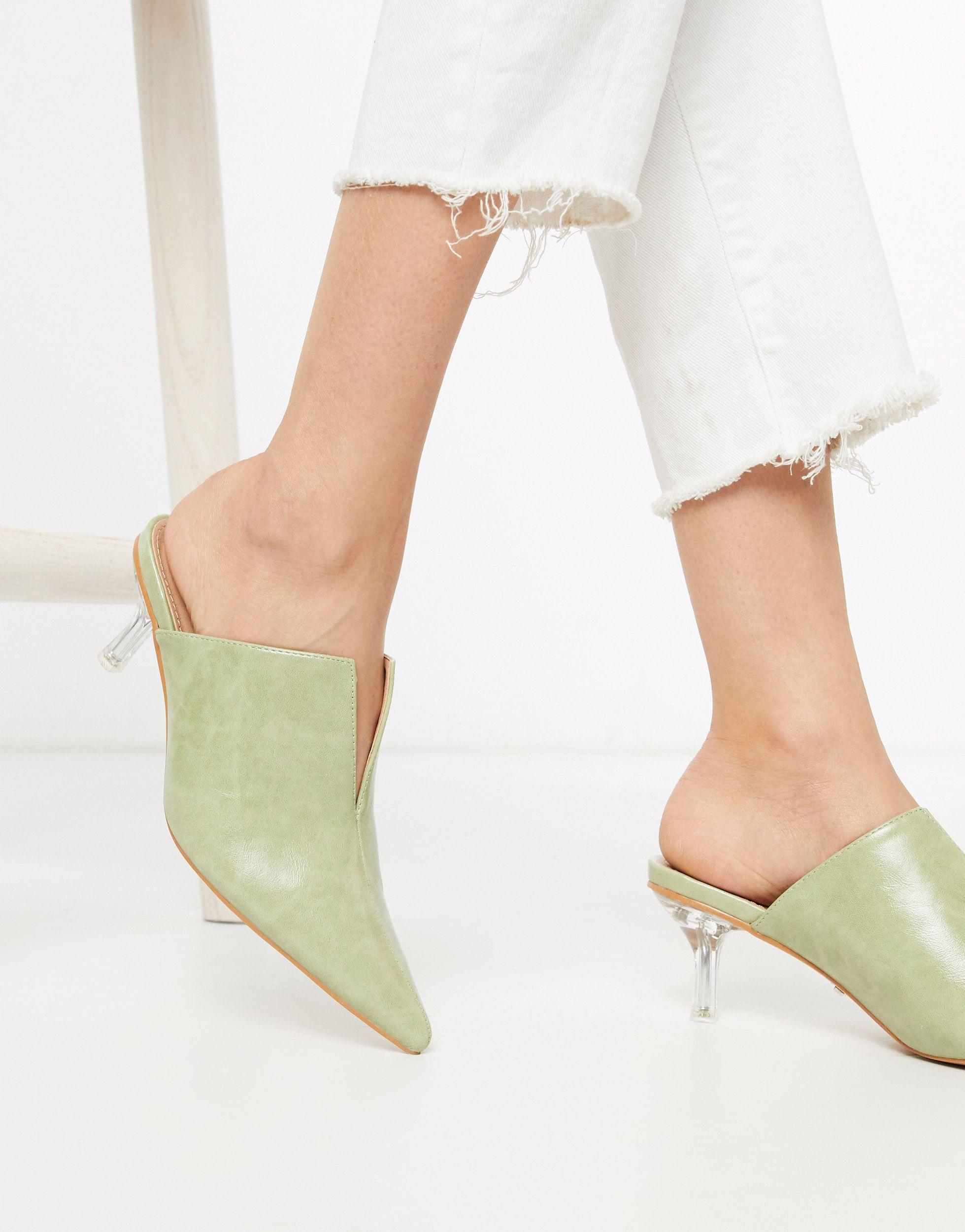 topshop green mules