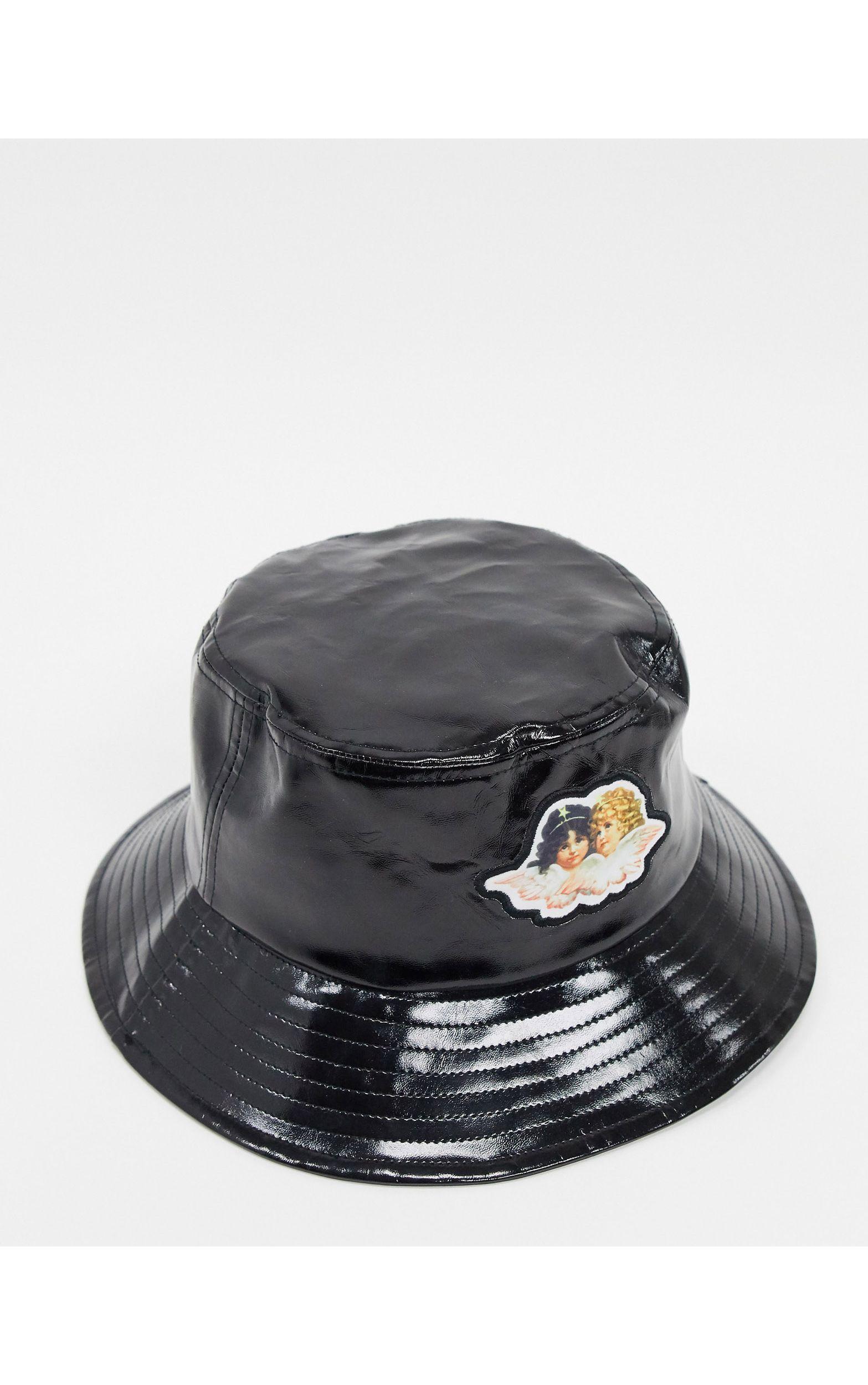 Fiorucci Vinyl Bucket Hat With Angel Patch in Black | Lyst Australia