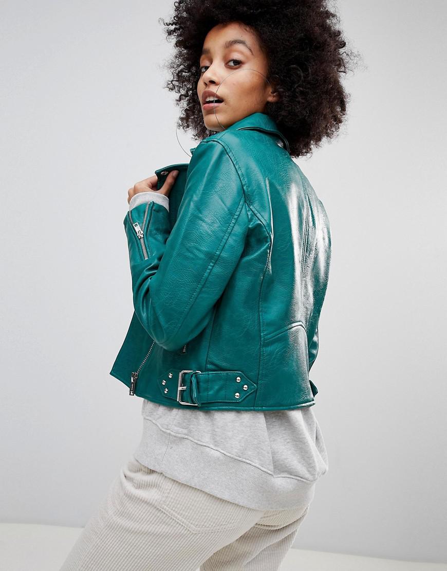 leather look biker jacket