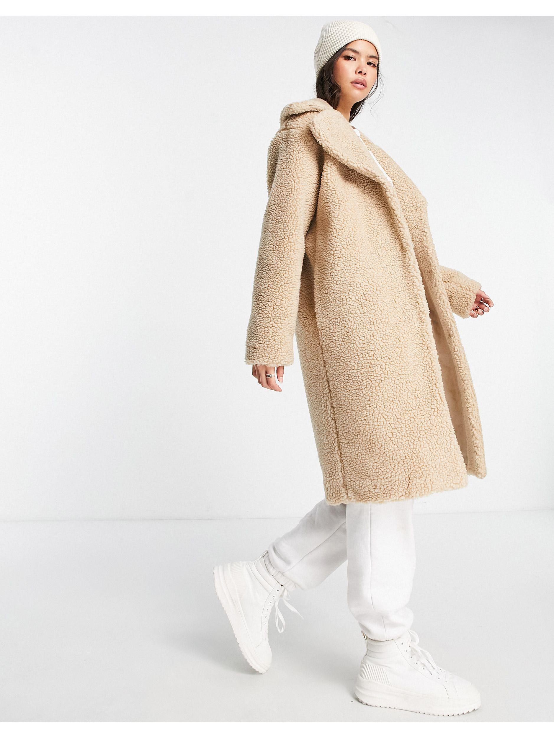 Manteau duveteux long - beige Jdy en coloris Blanc | Lyst