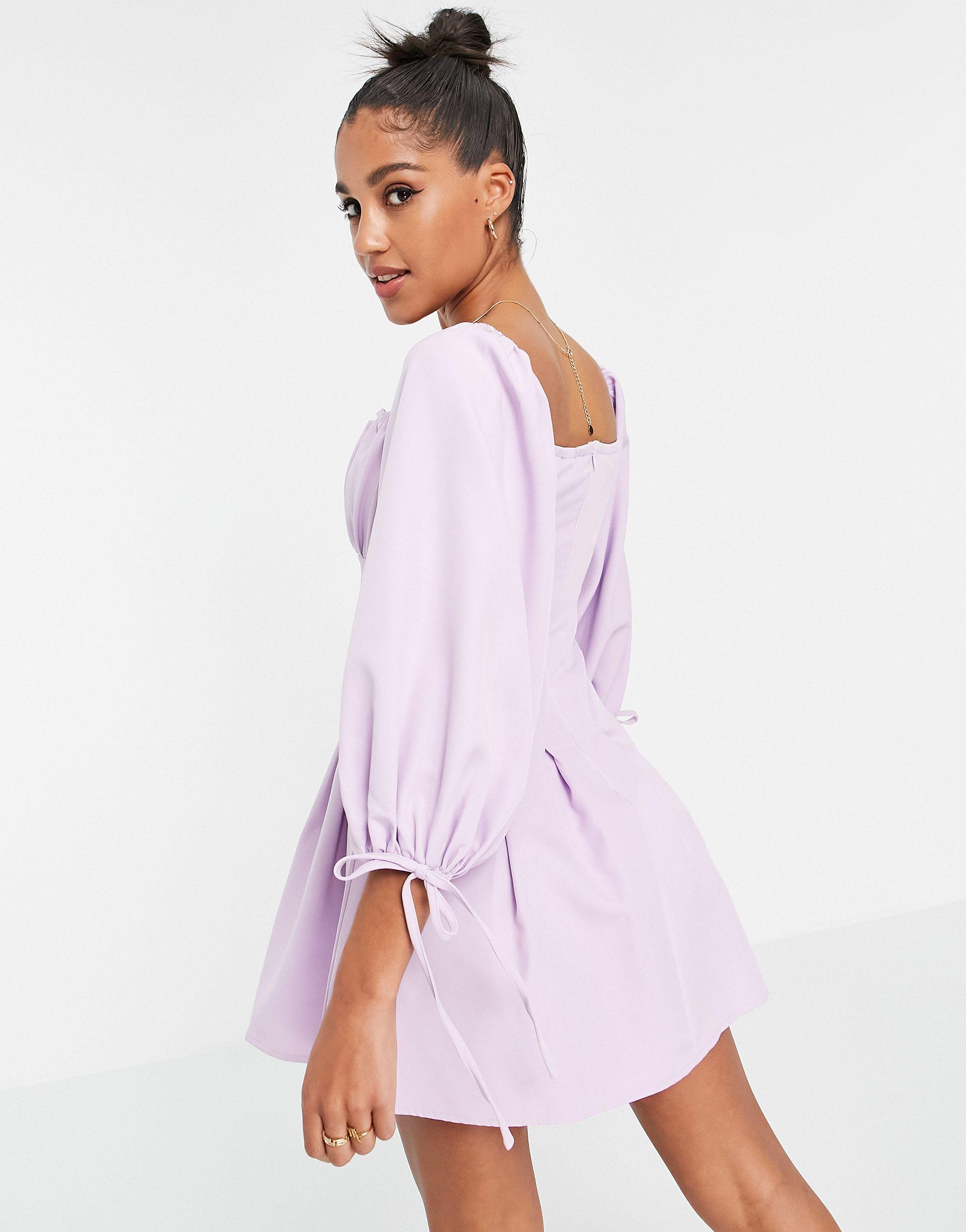 Missguided Skater Dress With Balloon Sleeve in Purple | Lyst