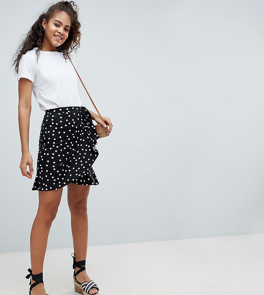 white polka dot wrap skirt