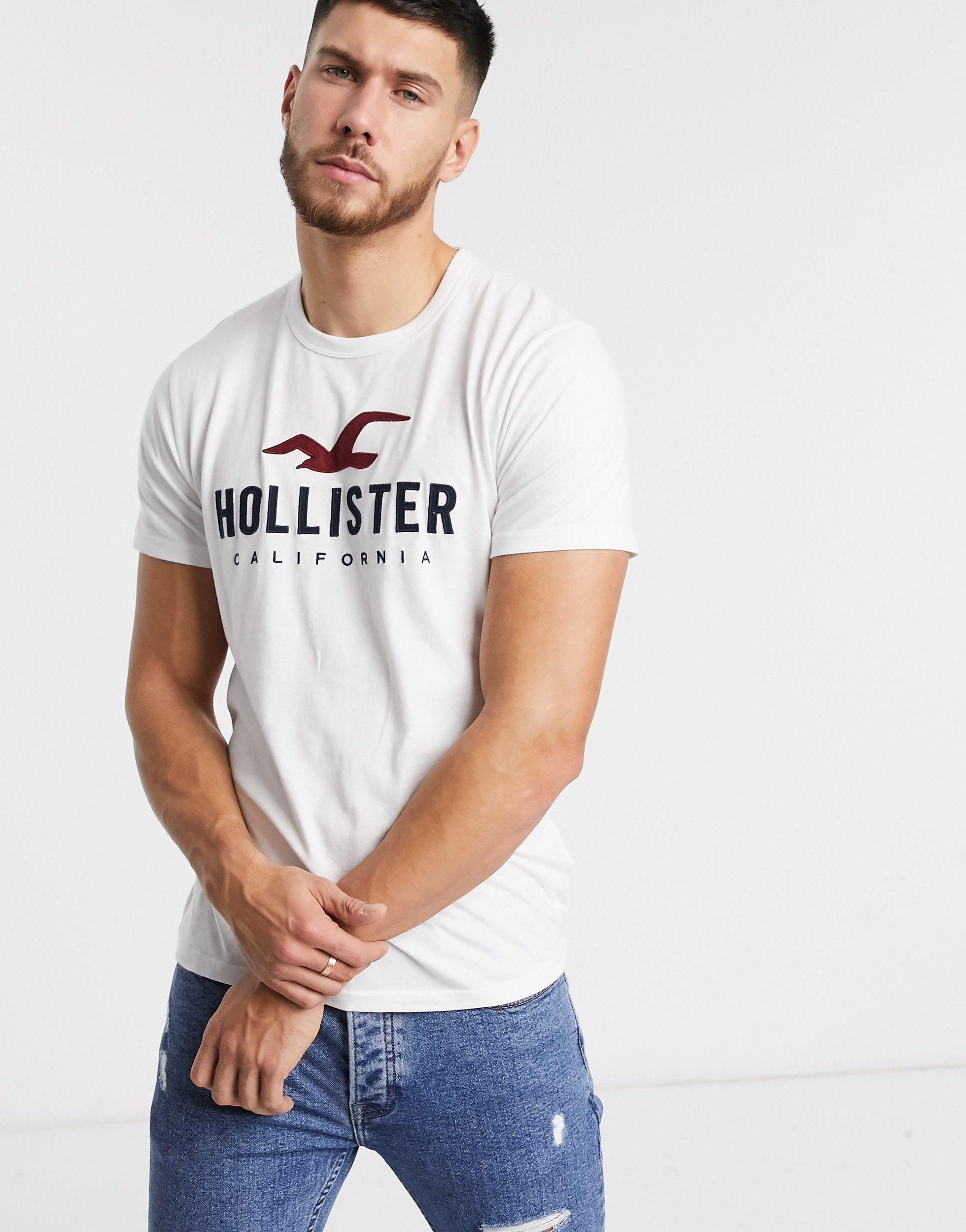 T shirt girocollo tecnica bianca con logo da Uomo di Hollister in Bianco Lyst