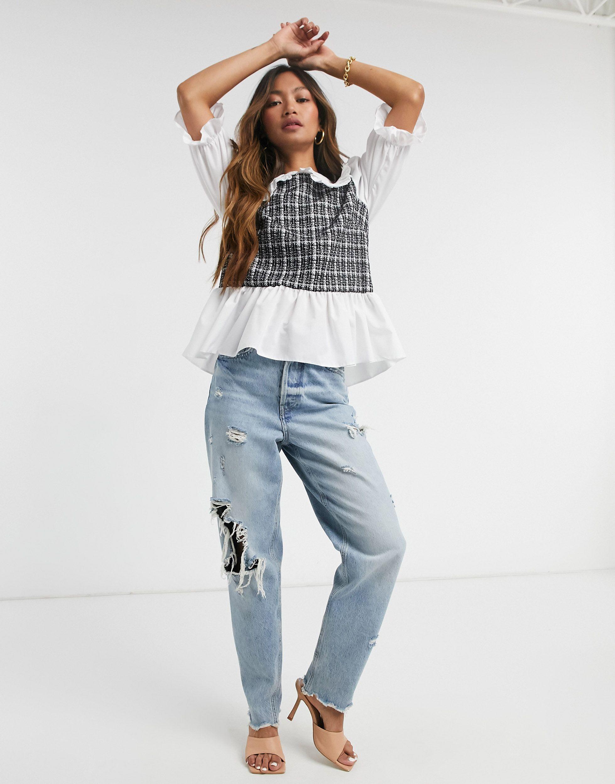 boucle high neck shirt
