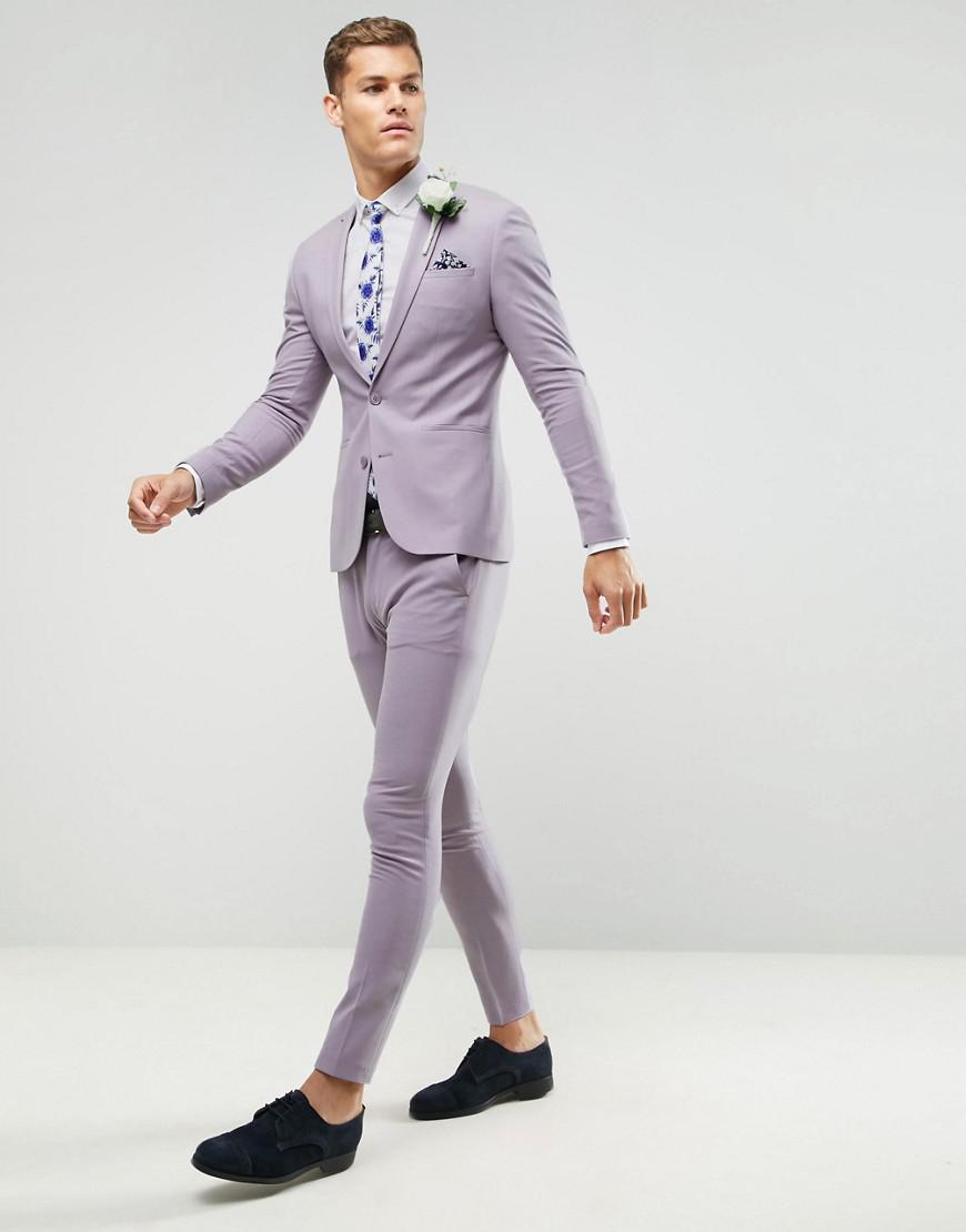 Lyst - ASOS Super Skinny Suit Pants In Dusky Lilac in Purple for Men