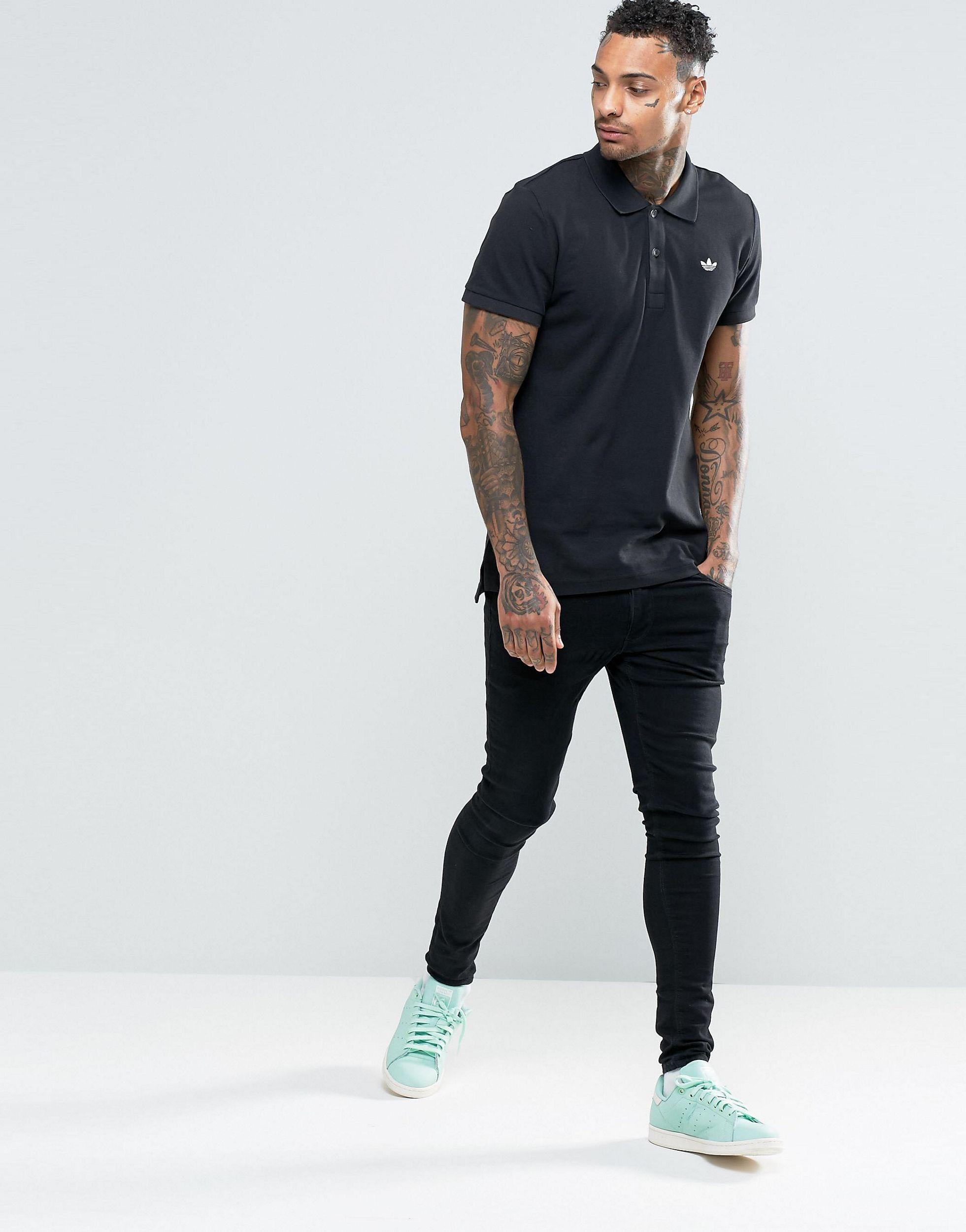 adidas Originals Trefoil Polo Shirt Ab8298 in Black for Men | Lyst