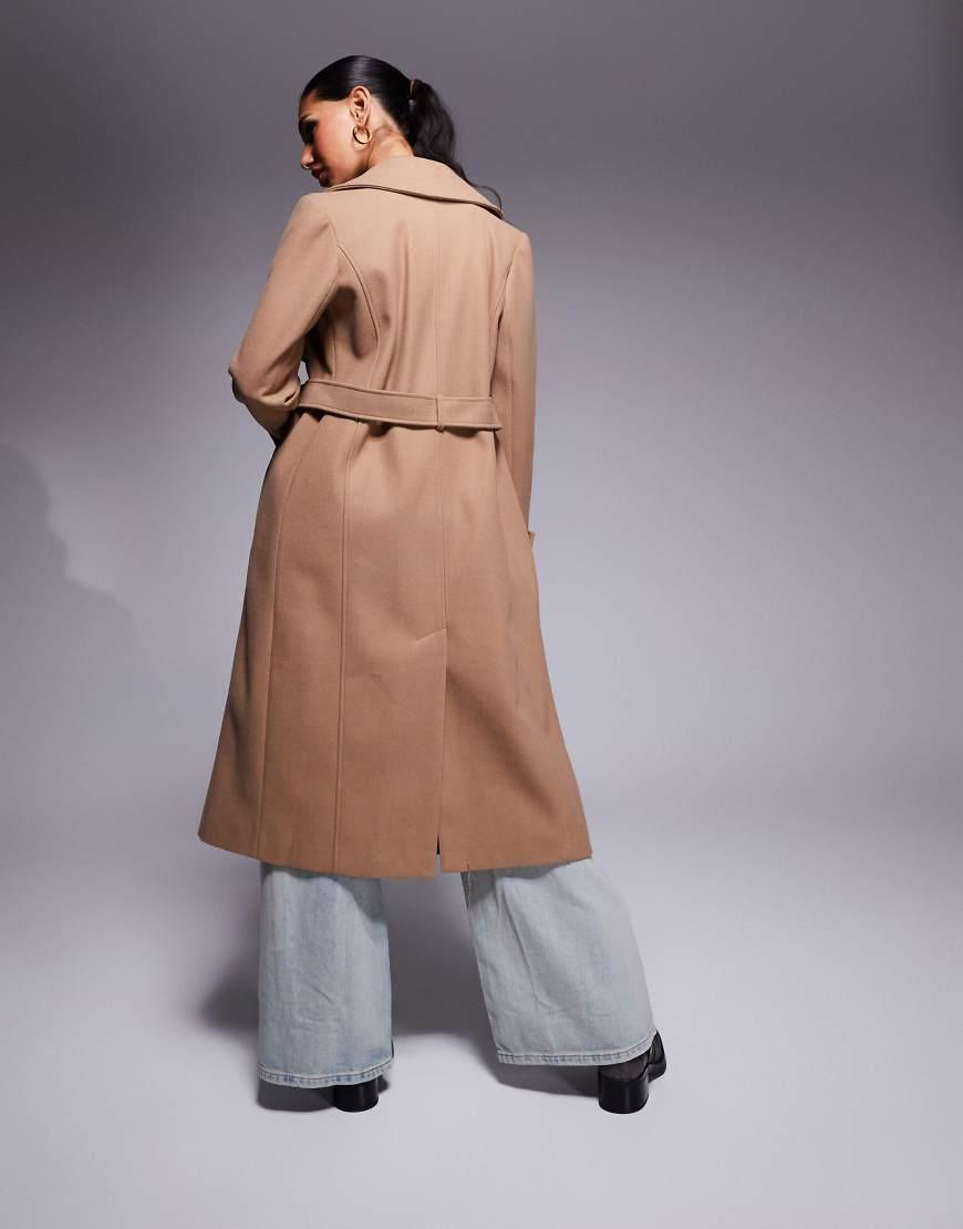 River Island Faux Wool Look Belted Wrap Coat in Grey Lyst UK