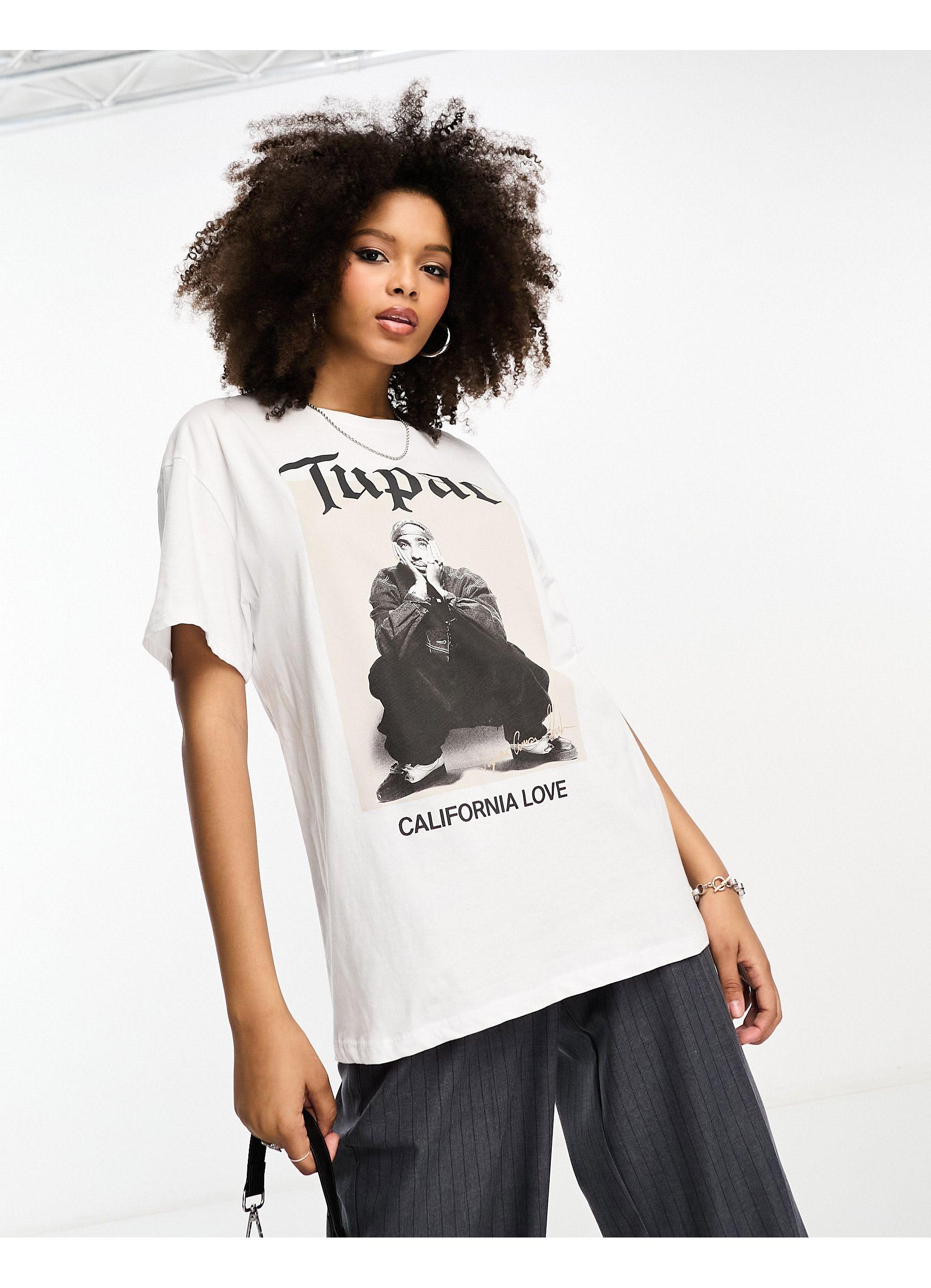Stradivarius Oversized Tee With Tupac Graphic in White | Lyst