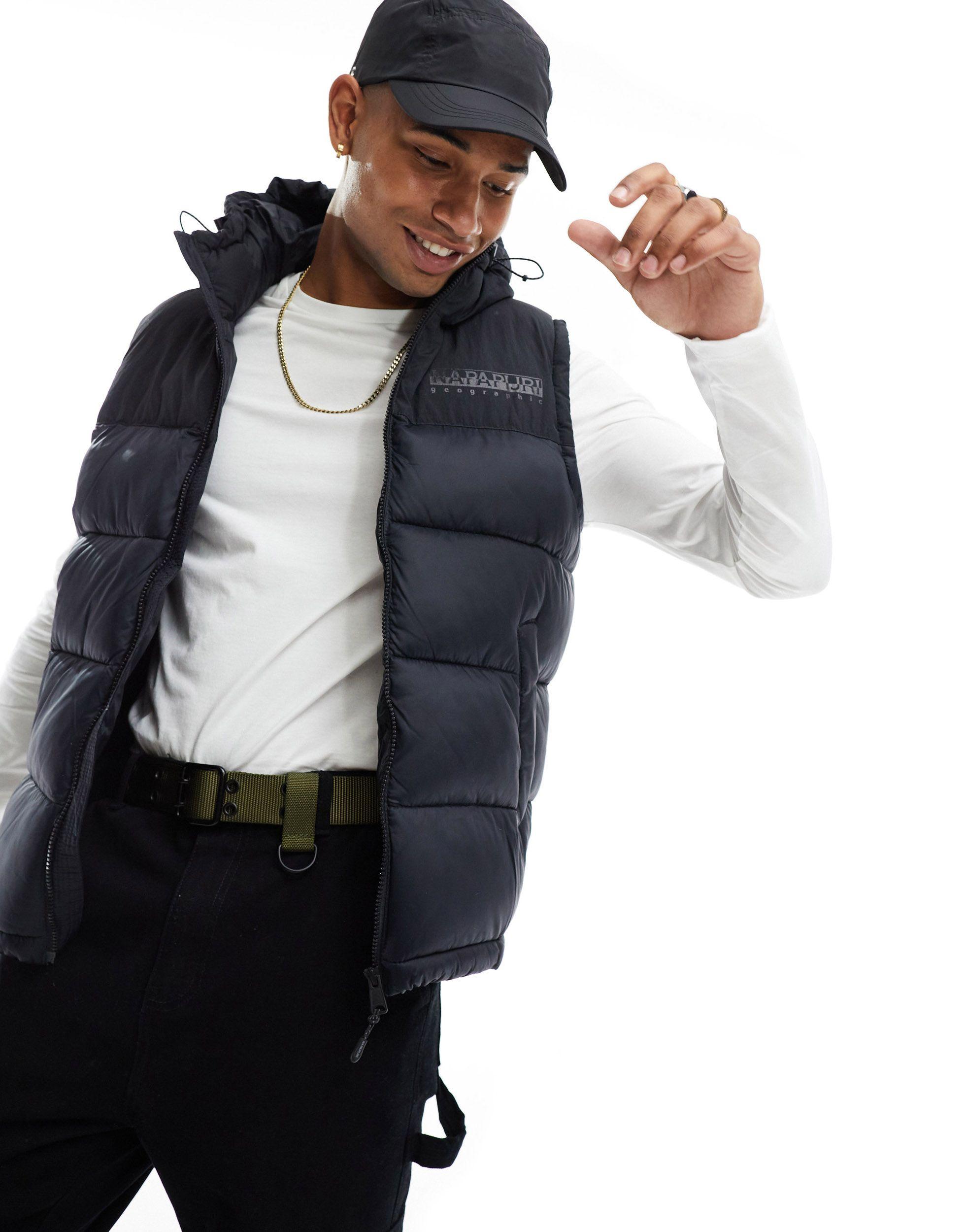 Napapijri Hornelen Hooded Puffer Vest in Black for Men Lyst UK