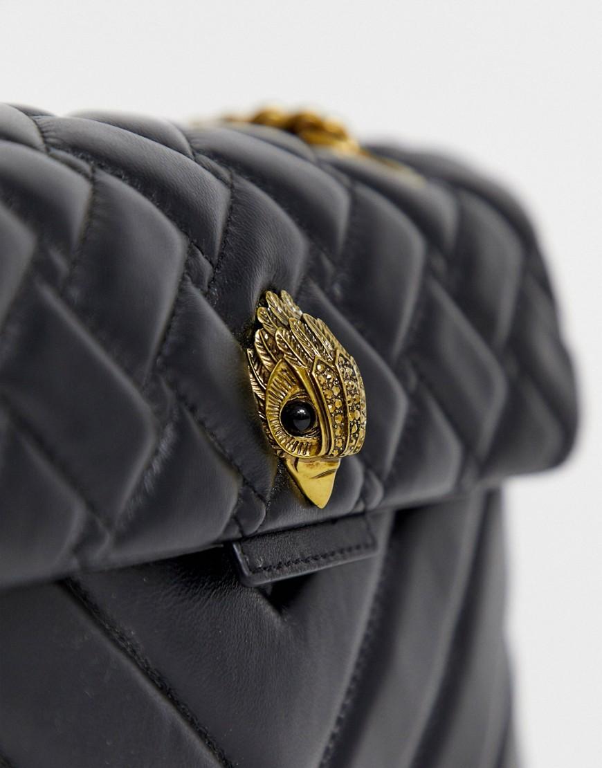 kurt geiger london large kensington black leather shoulder bolsa with chain