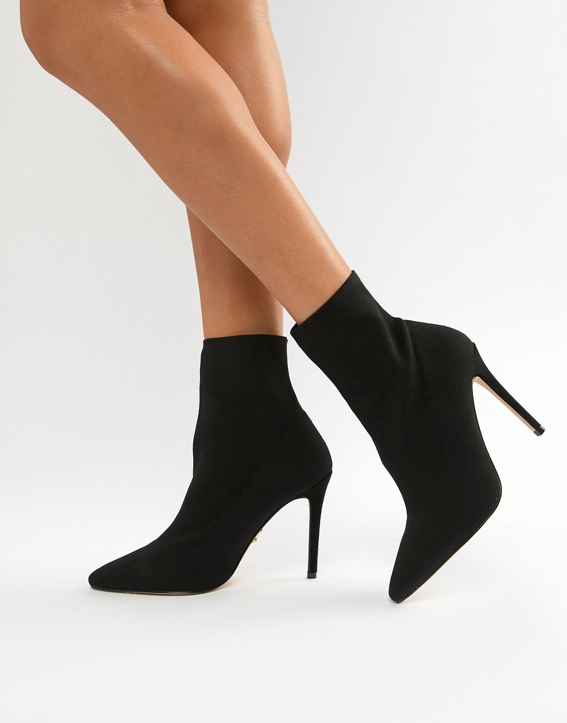 Lipsy Knitted Sock Boot in Black - Lyst