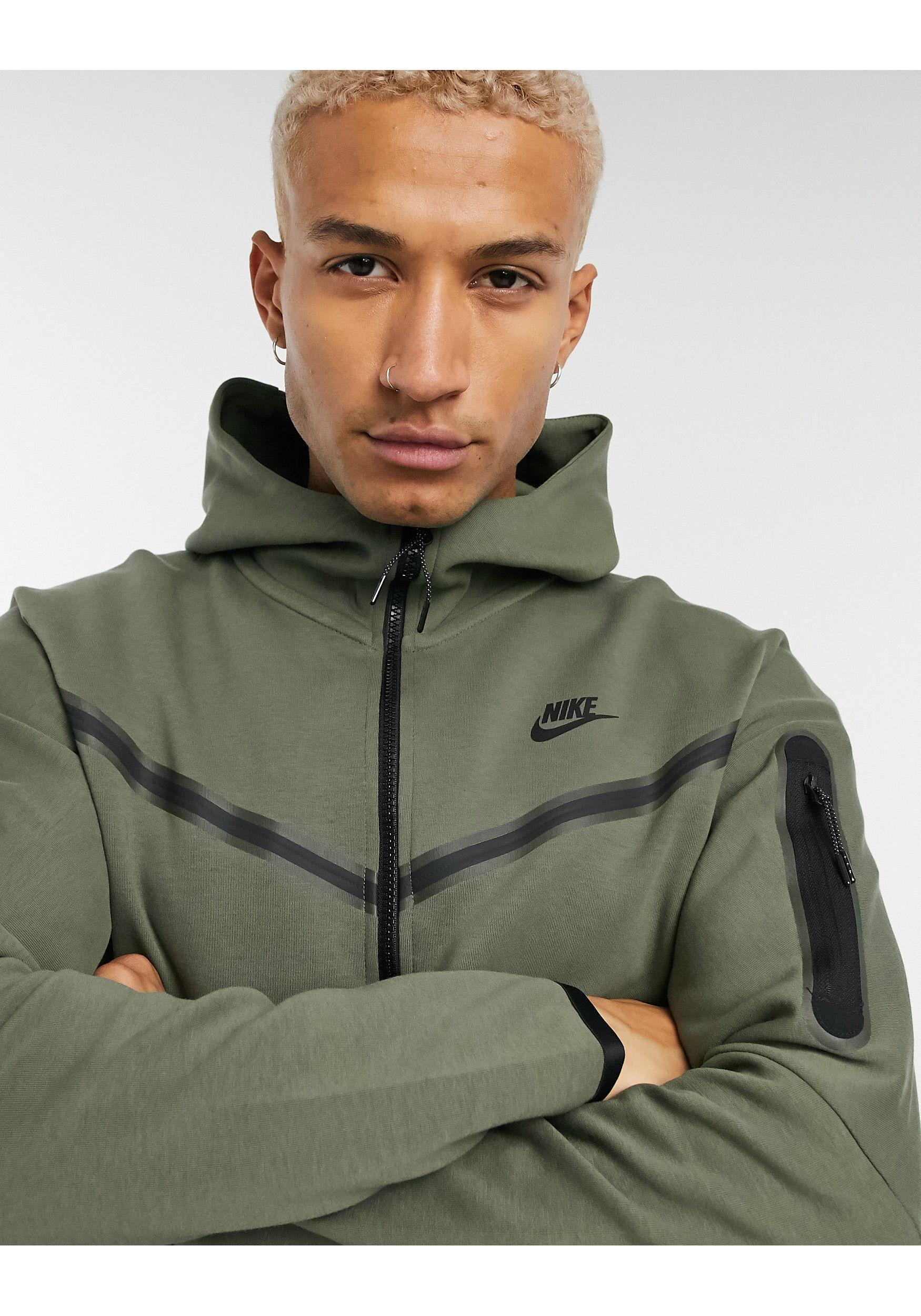 Nike Tech Fleece Full-zip Hoodie in Green for Men - Save 9% - Lyst