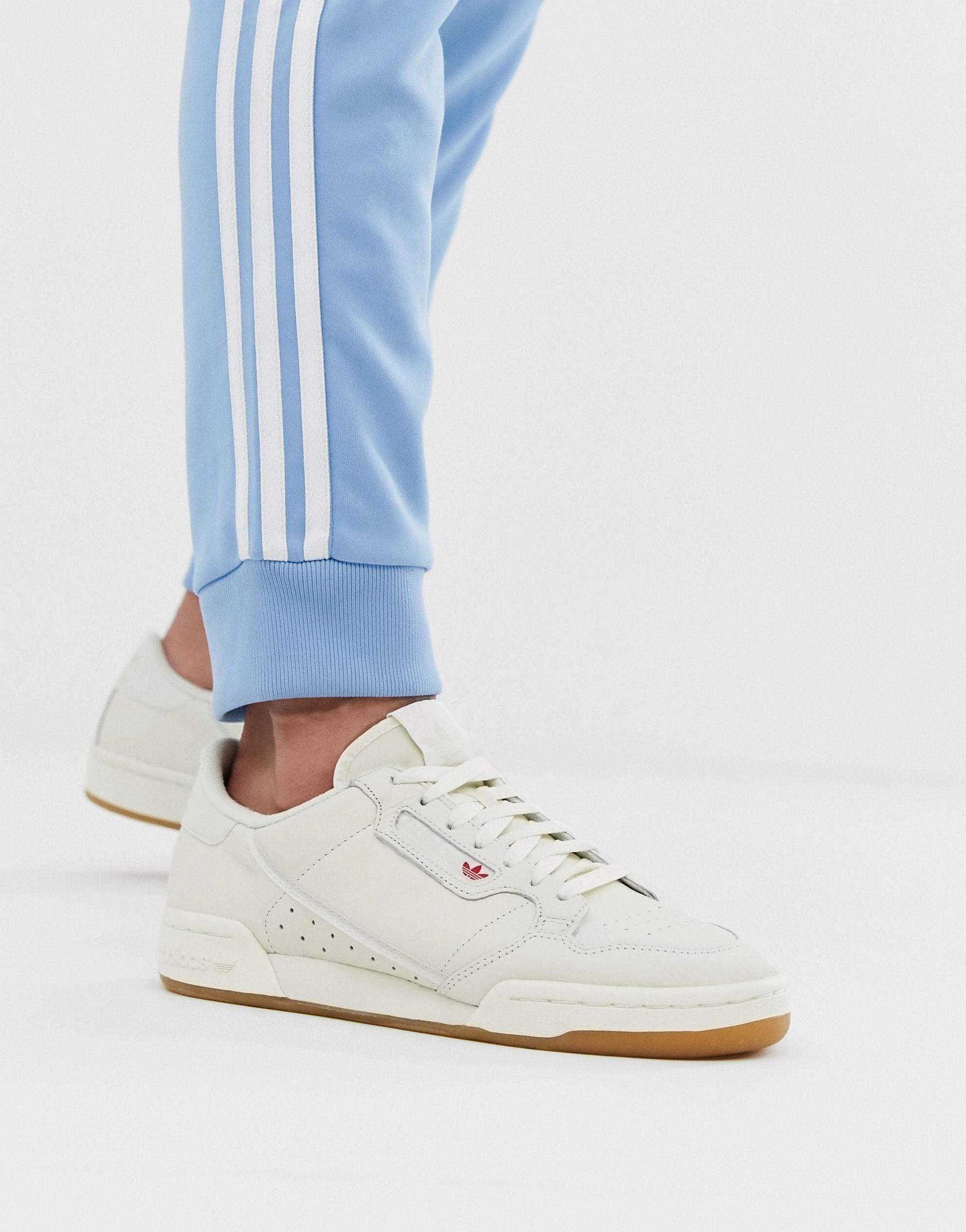 adidas originals continental 80's trainers in off white and red