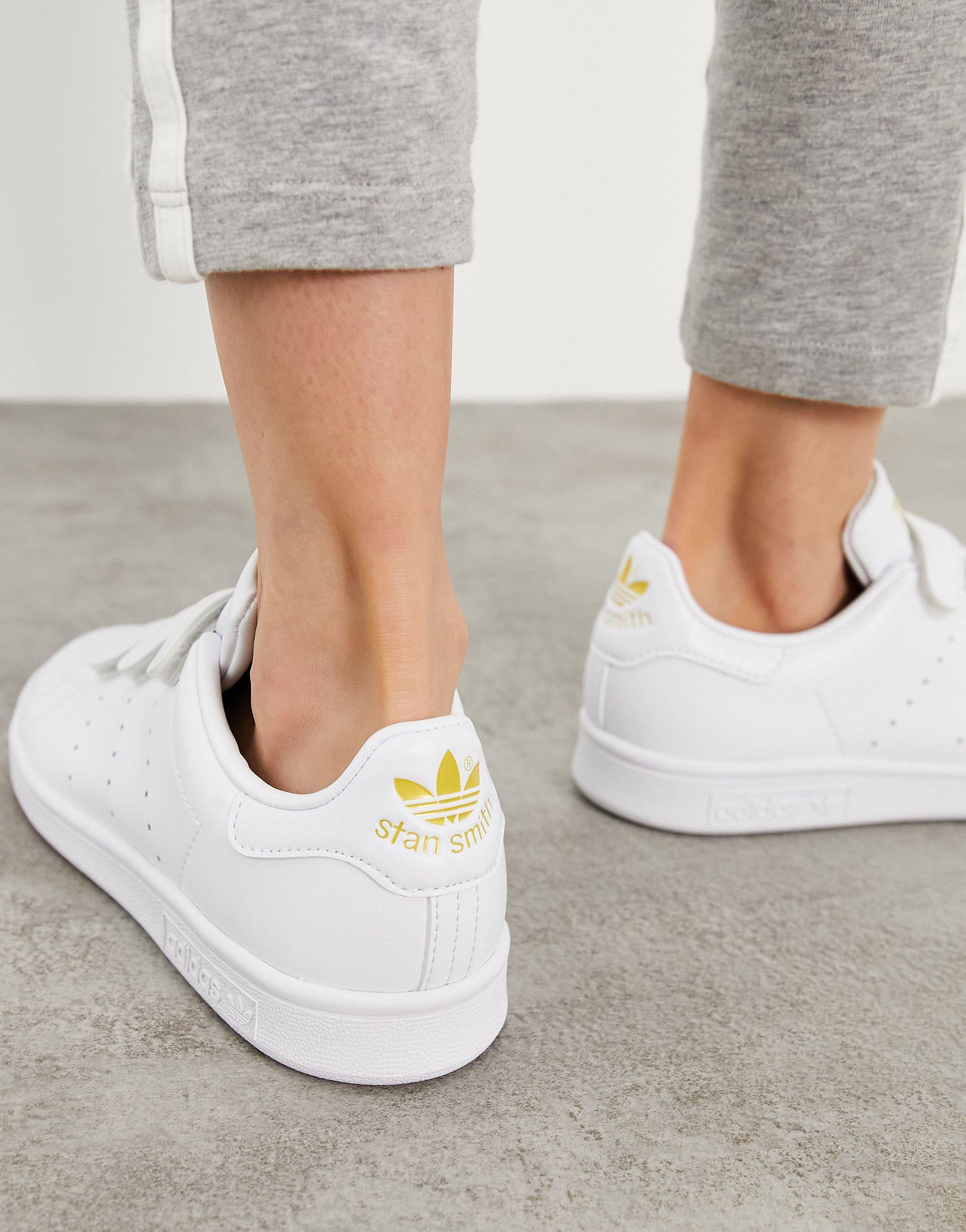 adidas Originals Strap Stan Smith Trainers in White | Lyst UK