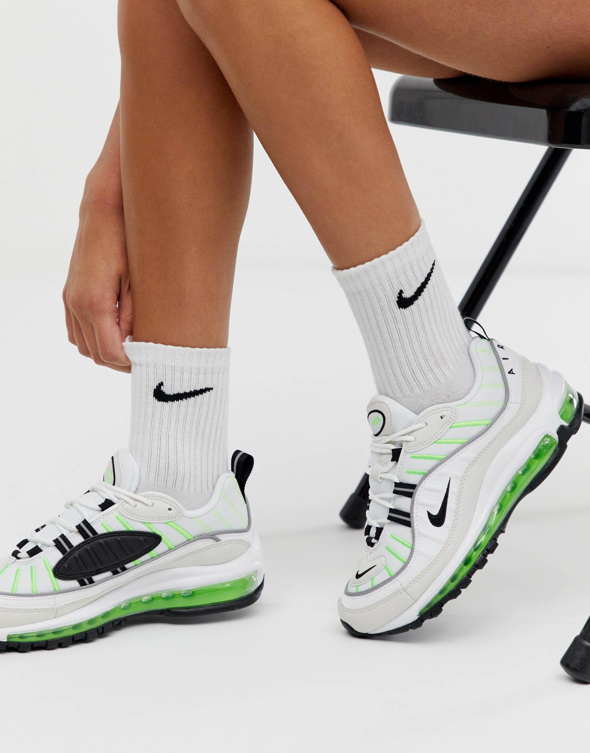 Nike Air Max 98 Trainers in White (Green) | Lyst