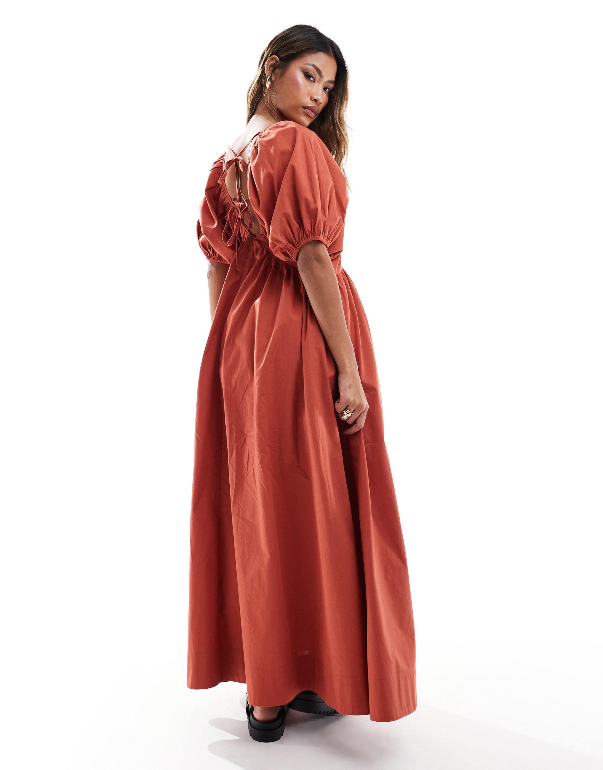 red midi smock dress with sleeves Womens Threadbare Bright Red Jersey Midi Smock Dress With Pockets US 6