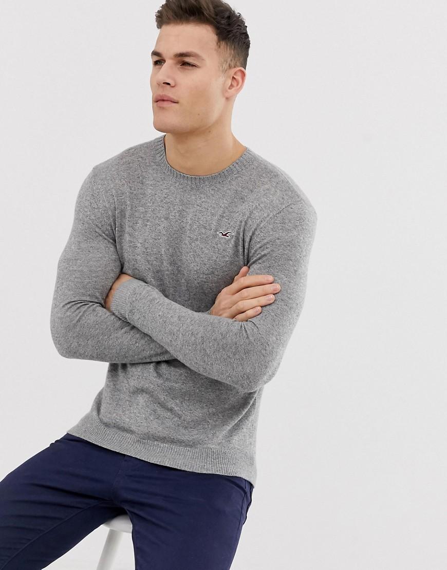 Hollister Cotton Lightweight Muscle Fit Crew Neck Knit Sweater In Gray ...