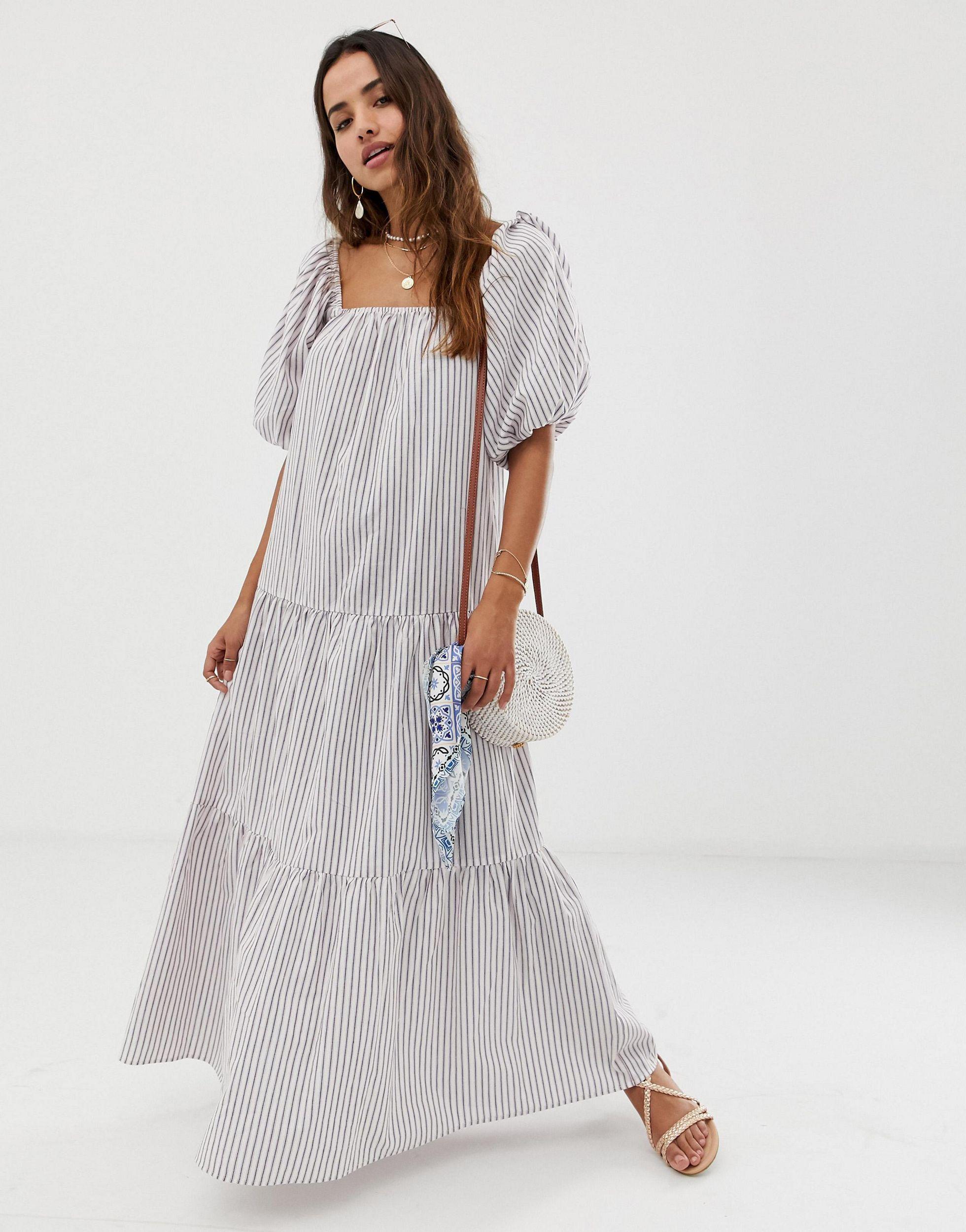 tiered maxi dress with sleeves