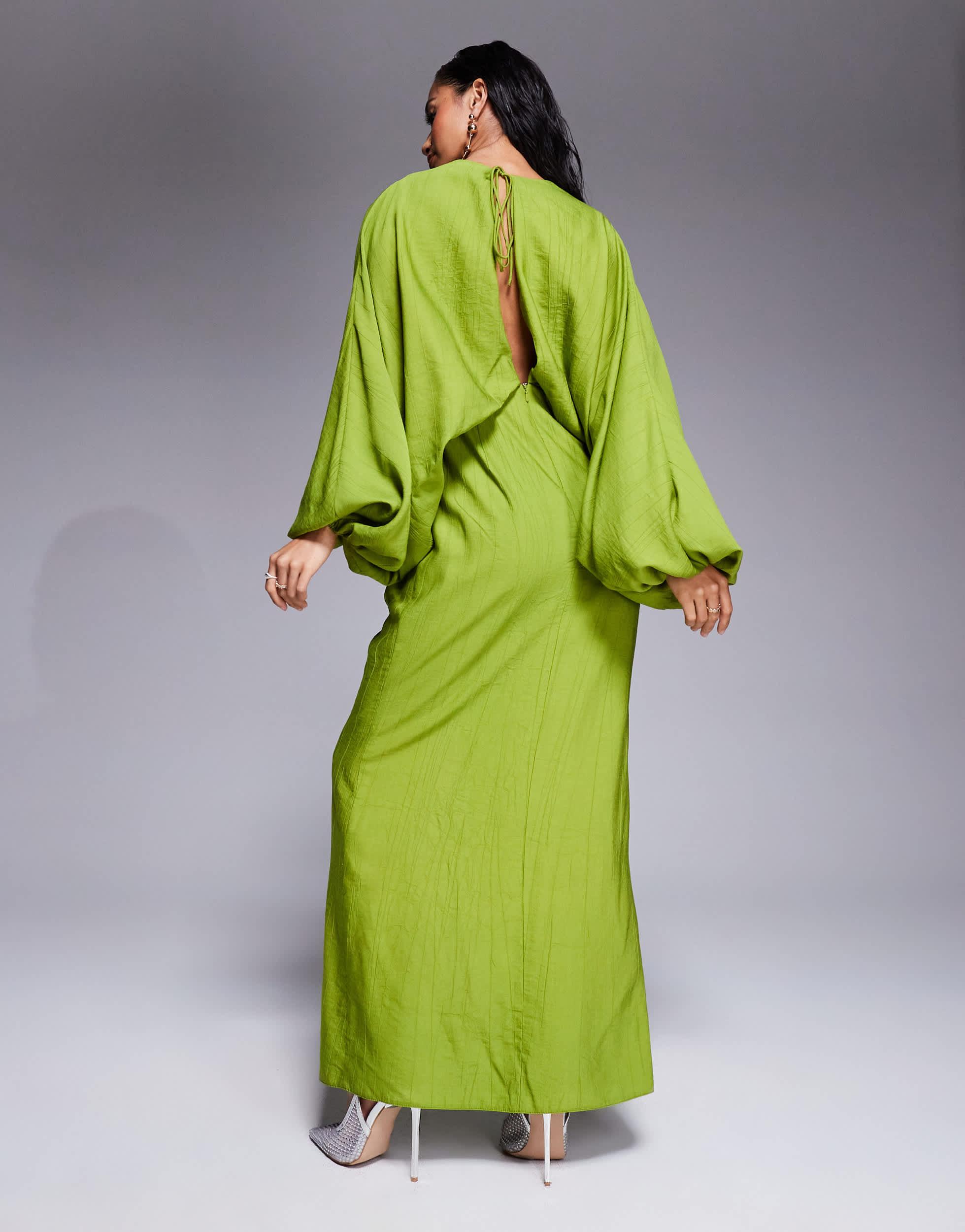 ASOS Asos Design Petite Plunge Elasticated Maxi Dress With Blouson Sleeve in Green | Lyst ASOS Asos Design Petite Plunge Elasticated Maxi Dress With Blouson Sleeve in Green | Lyst