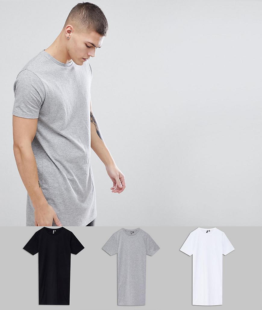ASOS 3 Pack Super Longline T-shirt Multipack Saving for Men | Lyst