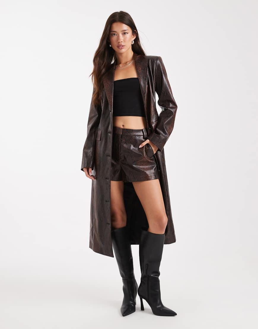 Asos Black Longline Leather Jacket Asos Petite Black Faux Leather
