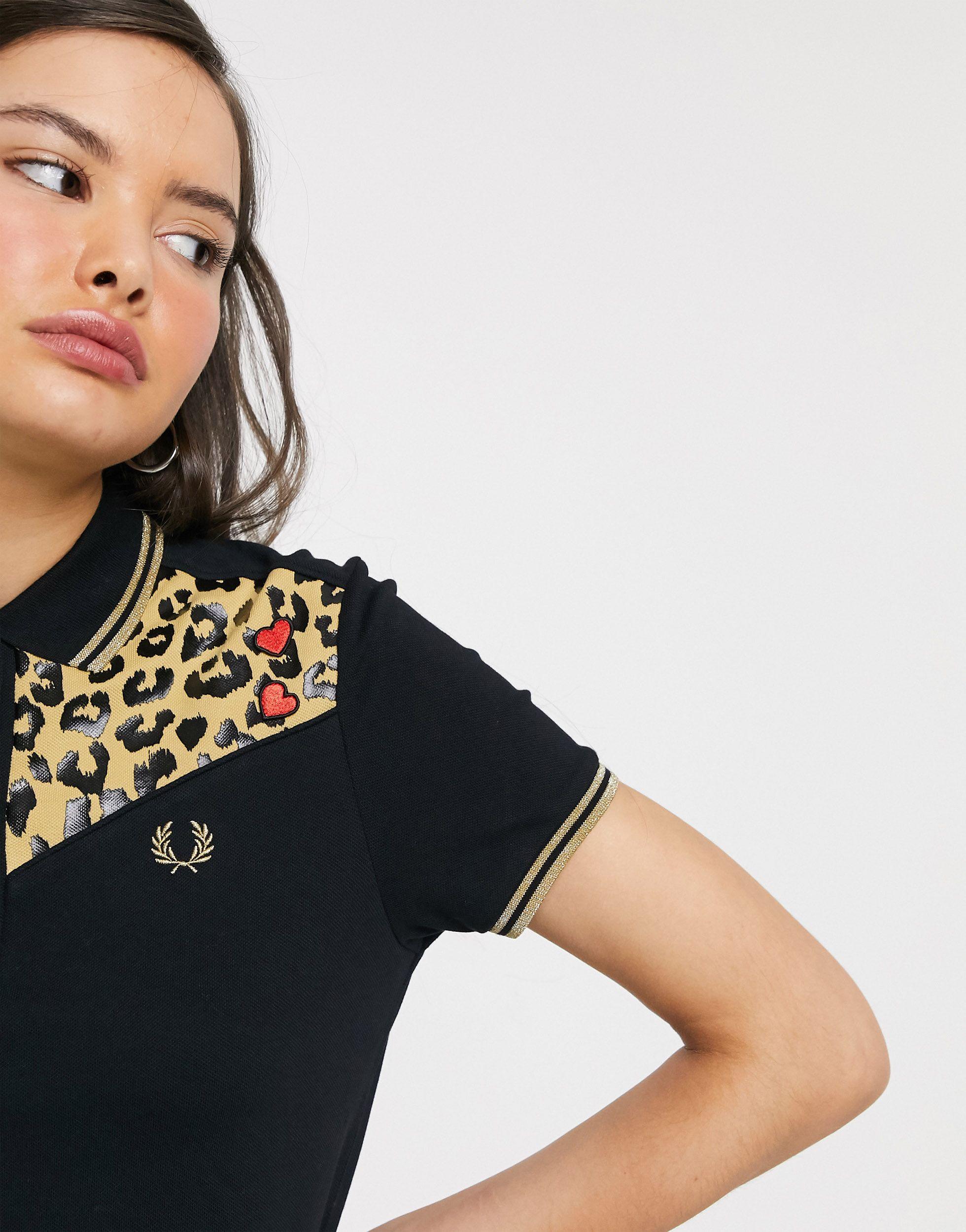 Fred Perry Cotton X Amy Winehouse Foundation Leopard Print Pique 
