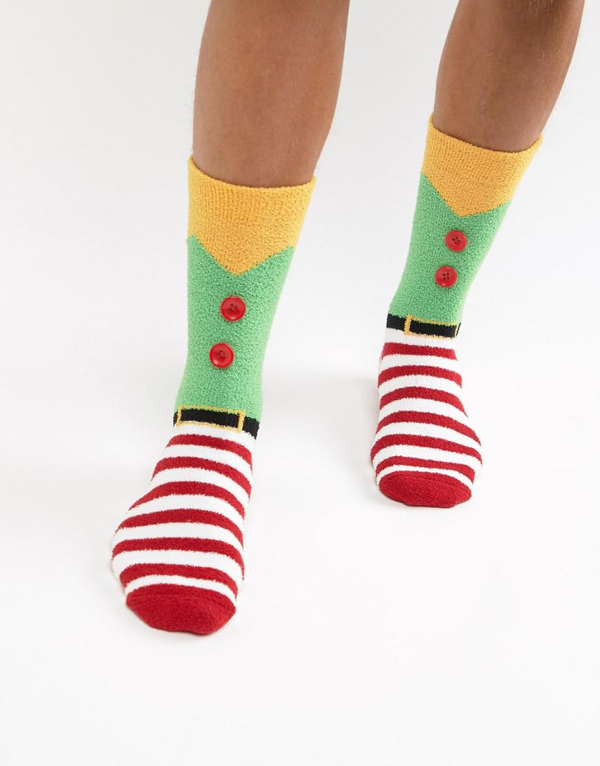 ASOS Synthetic Holidays Socks In Elf Costume Design With Fluffy Lining