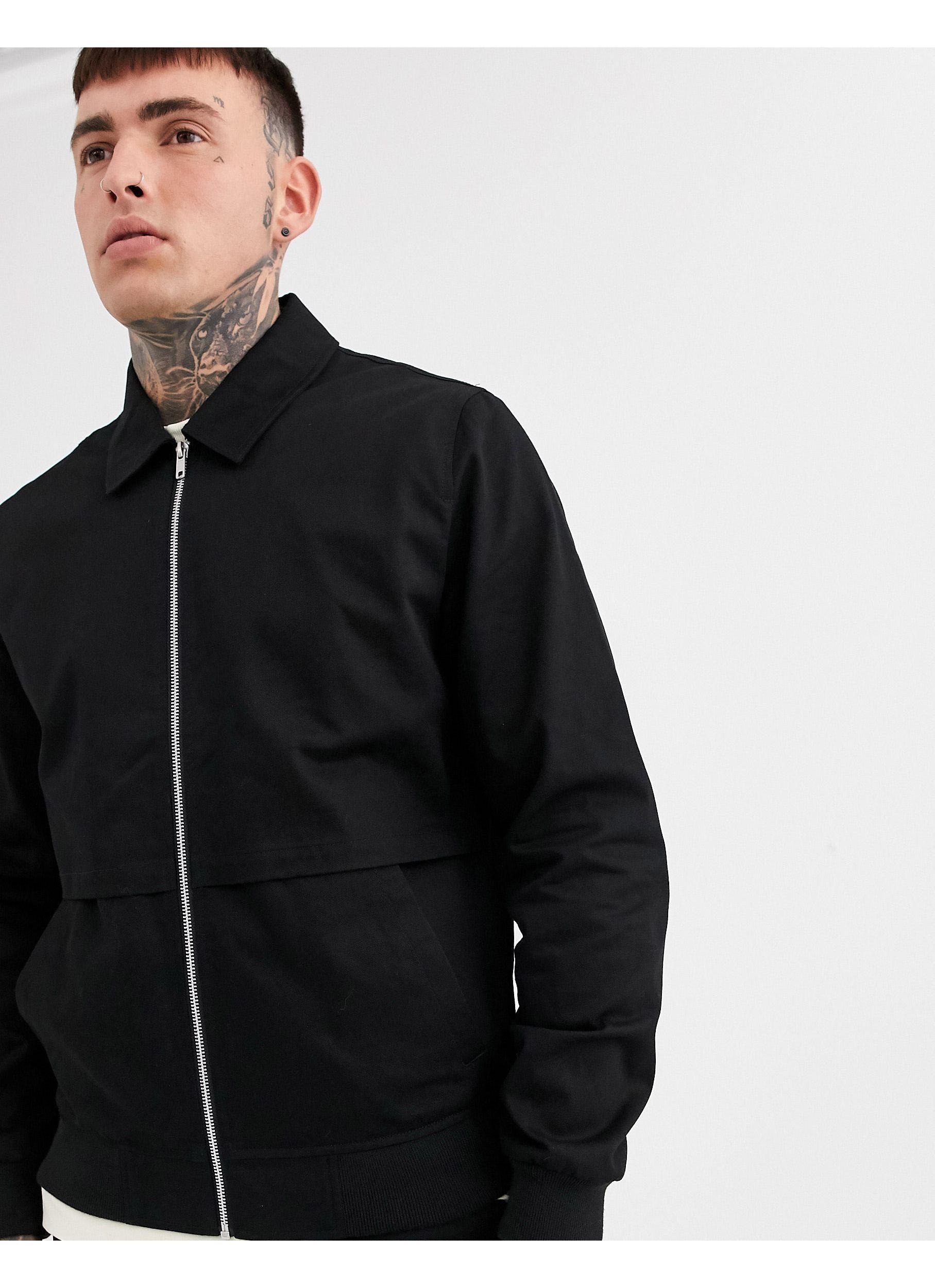 ASOS Co-ord Harrington Jacket With Storm Vent in Black for Men | Lyst