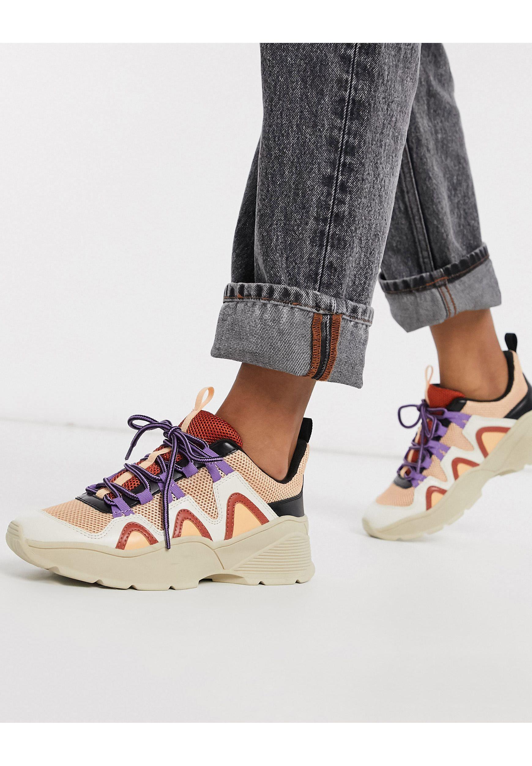 Meekness Cape poultry Monki Rubber Mesh And Pu Colour Block Chunky Sneaker | Lyst