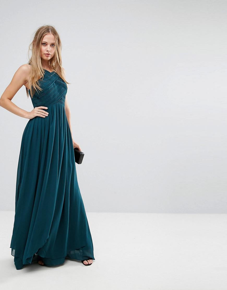 green halter neck maxi dress